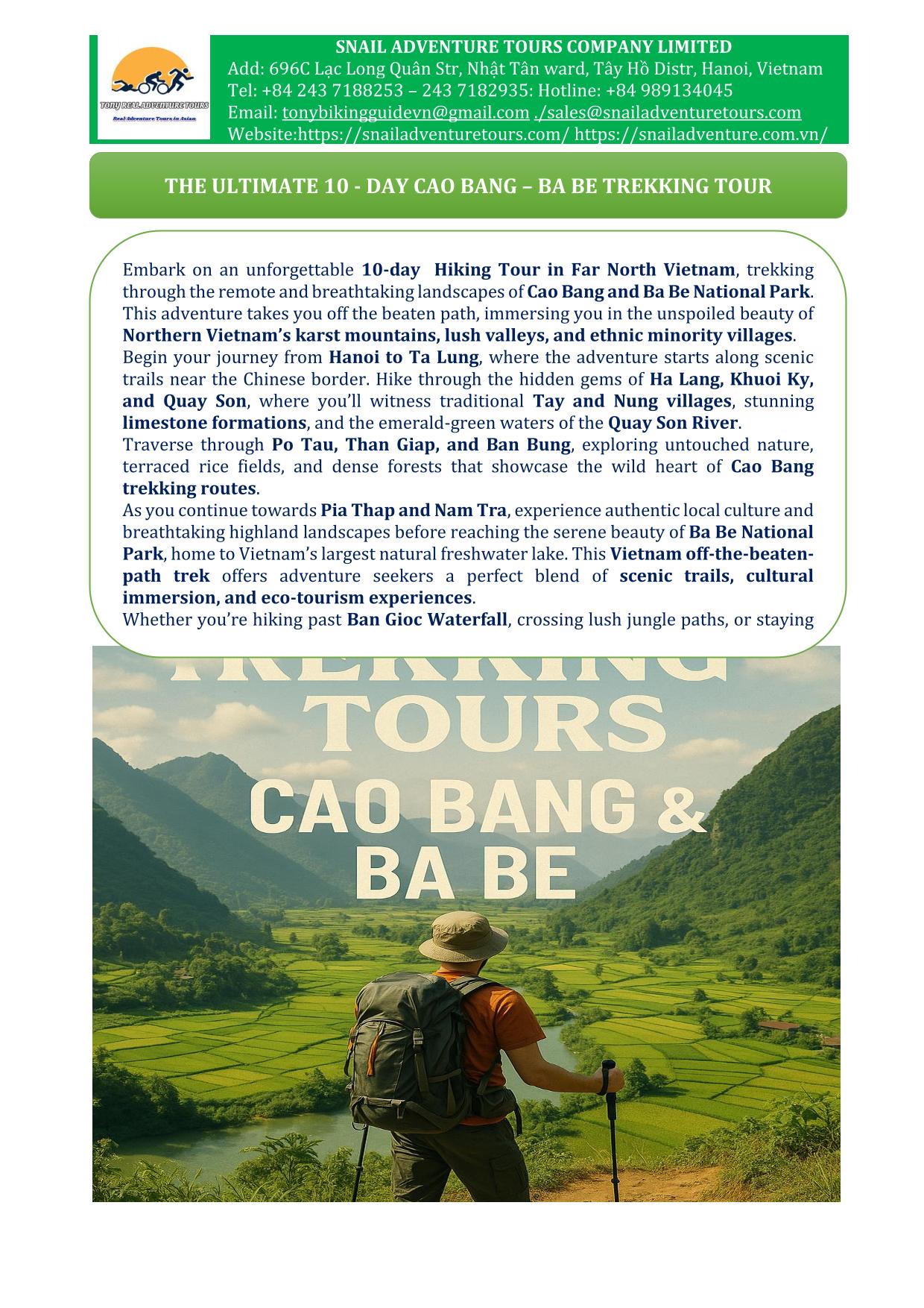 10 DAY ULTIMATE CAO BANG - BA BE TREKKING TOURS