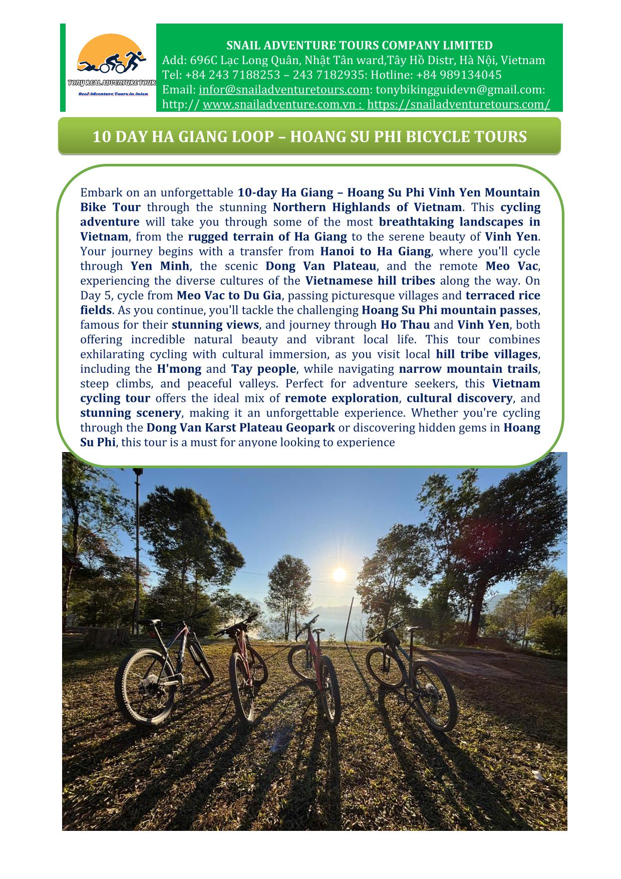 10 DAY HA GIANG LOOP & HOANG SU PHI CYCLING TOUR