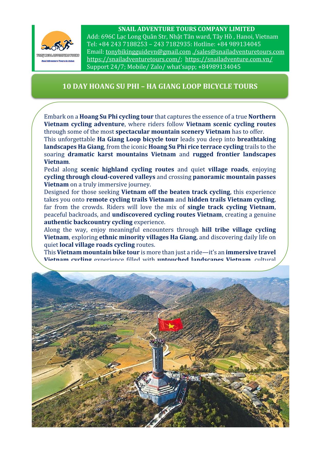 10 DAY HOANG SU PHI - HA GIANG LOOP CYCLING TOURS