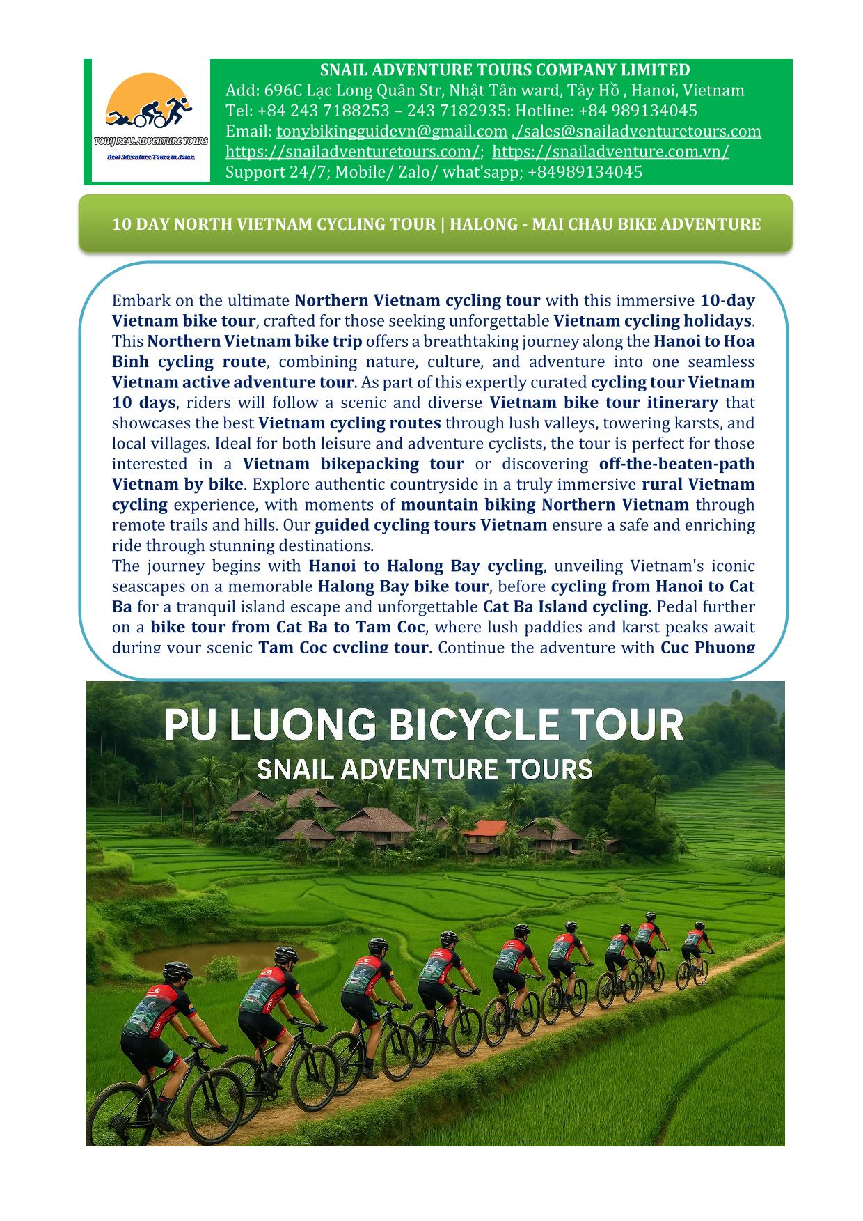 10 DAY NORTHERN VIETNAM CYCLING TOUR | HALONG BAY - MAI CHAU BIKE ADVENTURE