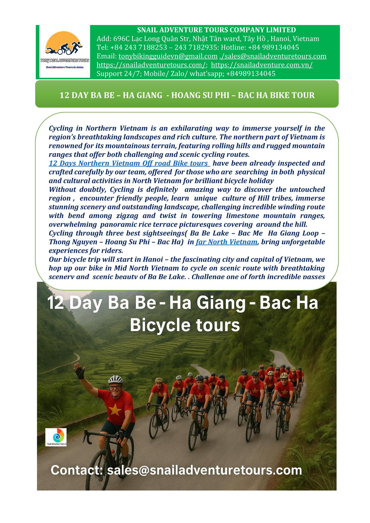 12 DAY FAR NORTH VIETNAM CYCLING TOURS: BA BE - HA GIANG -BAC HA ADVENTURE