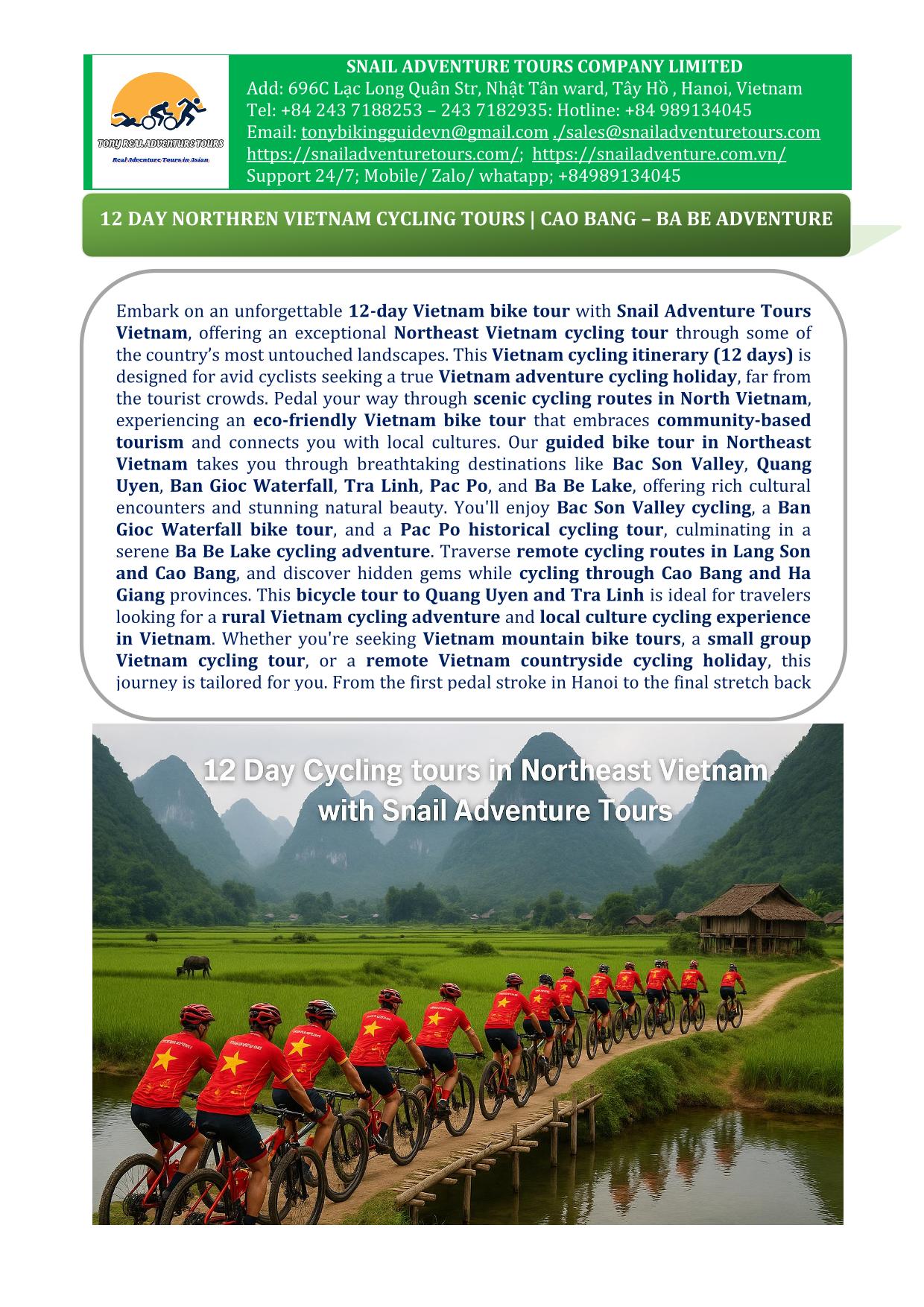 12 DAY NORTH VIETNAM CYCLING TOURS | UNTOUCHED REGION IN FAR NORTH VIETNAM