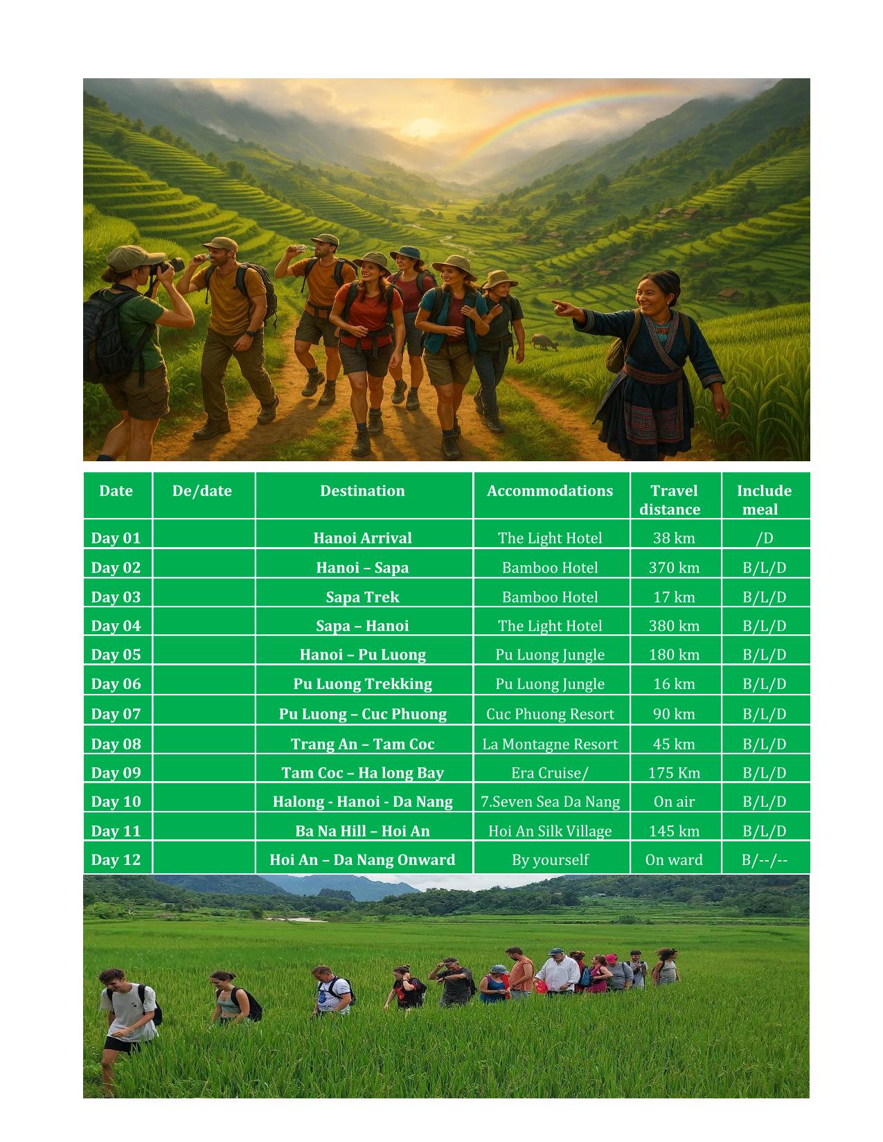 12 DAY VIETNAM ADVENTURE TOURS: HANOI - SAPA - MAI CHAU - TAM COC - HALONG - DA NANG