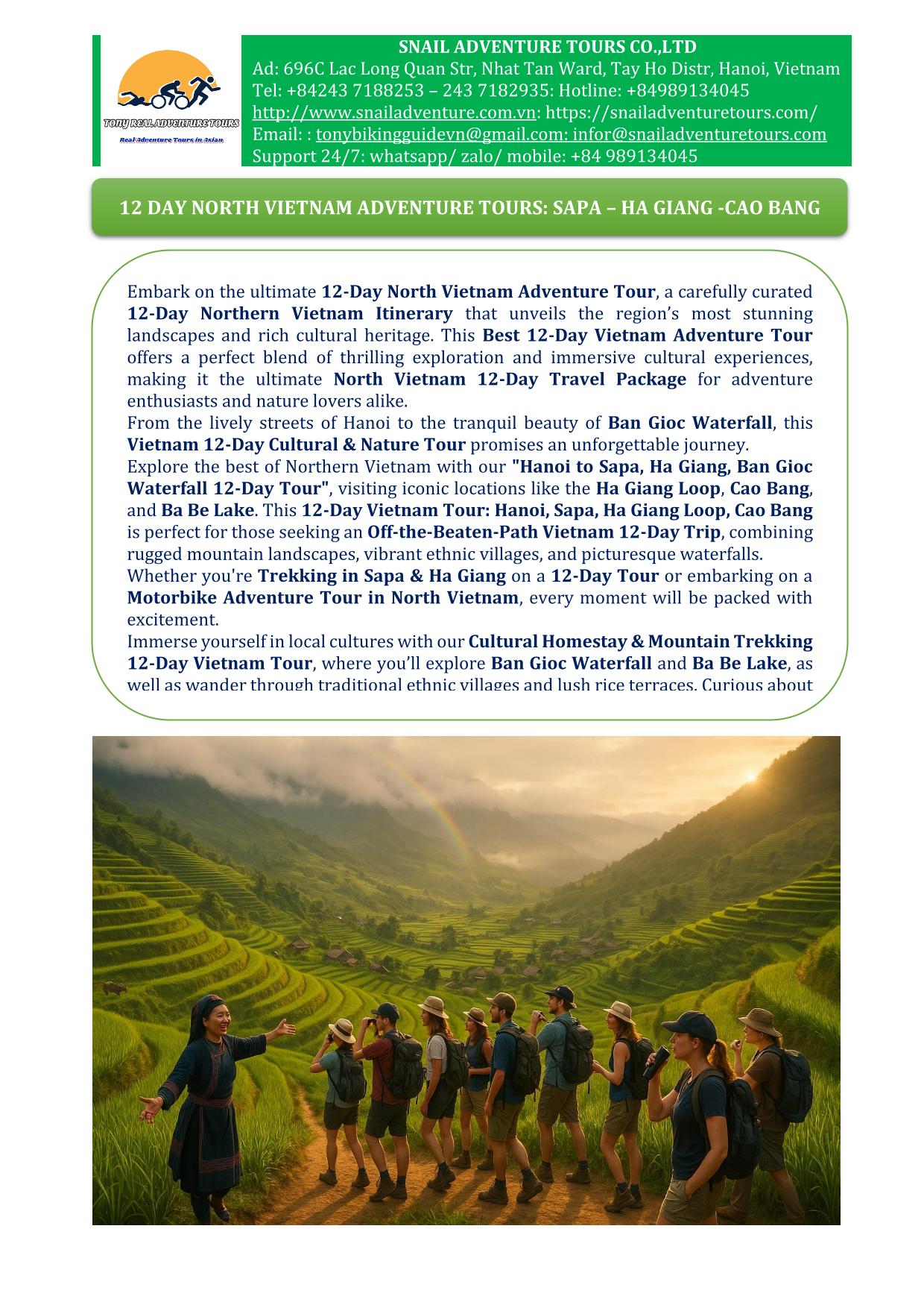 12 DAY NORTH VIETNAM ADVENTURE :  HANOI - SAPA - HA GIANG -BAN GIOC