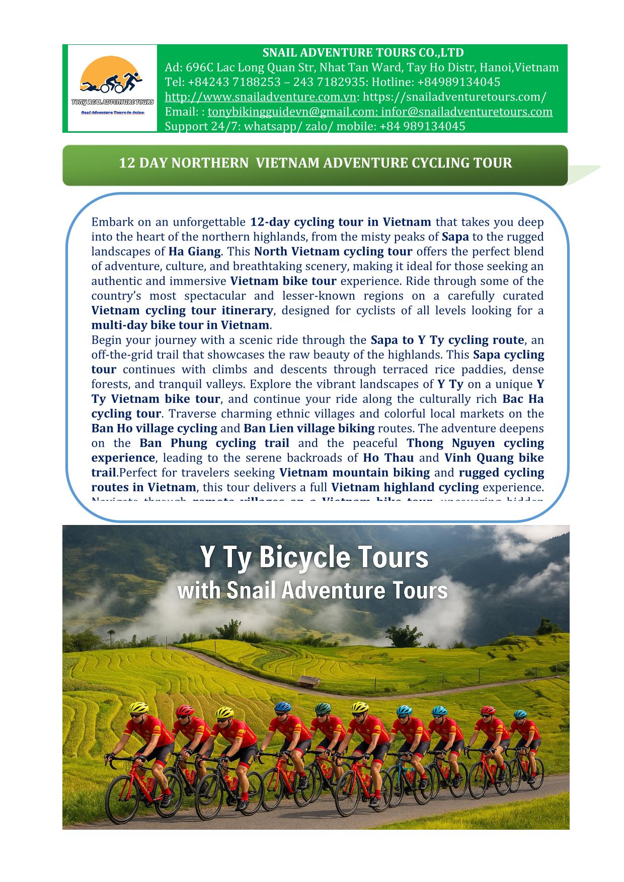 12 DAY NORTHERN VIETNAM ADVENTURE CYCLING TOUR