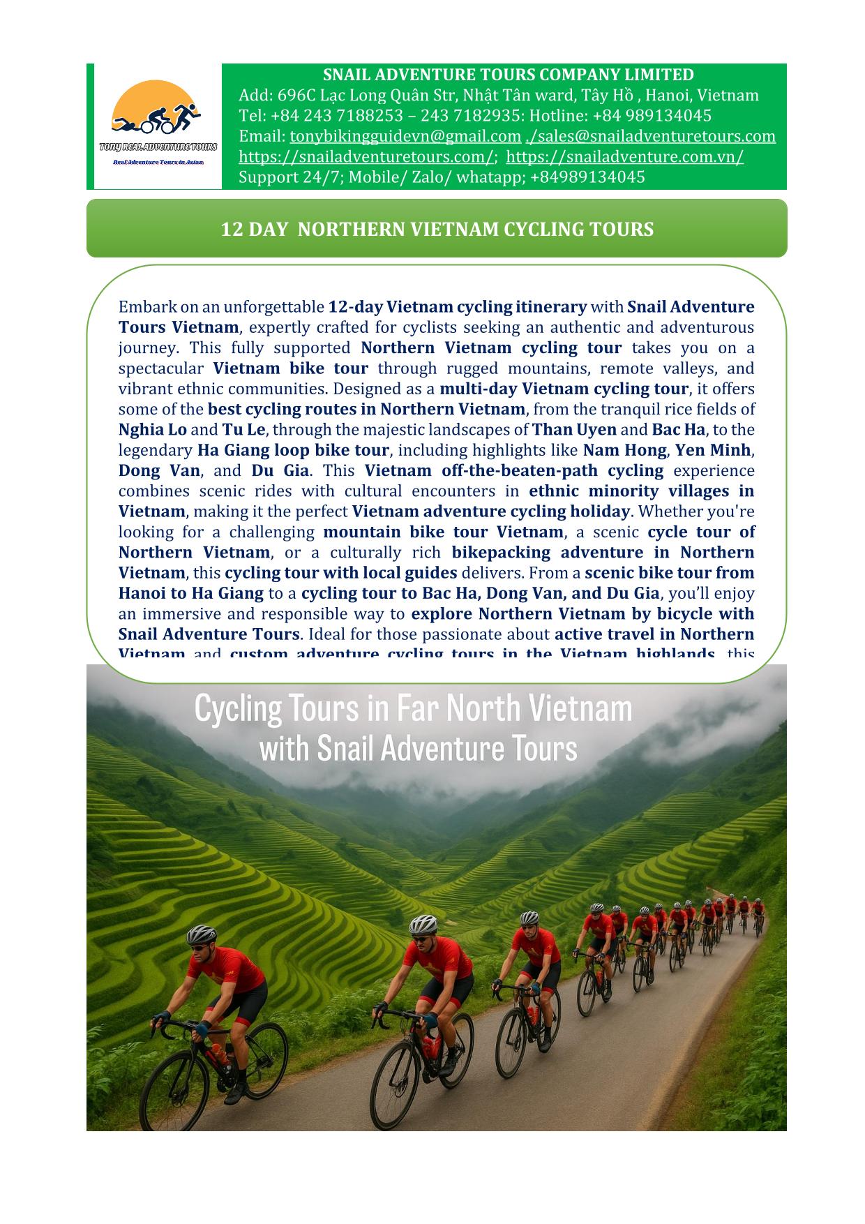 12 DAY NORTHERN VIETNAM CYCLING TOURS | MU CANG CHAI -HA GIANG LOOP ADVENTURE