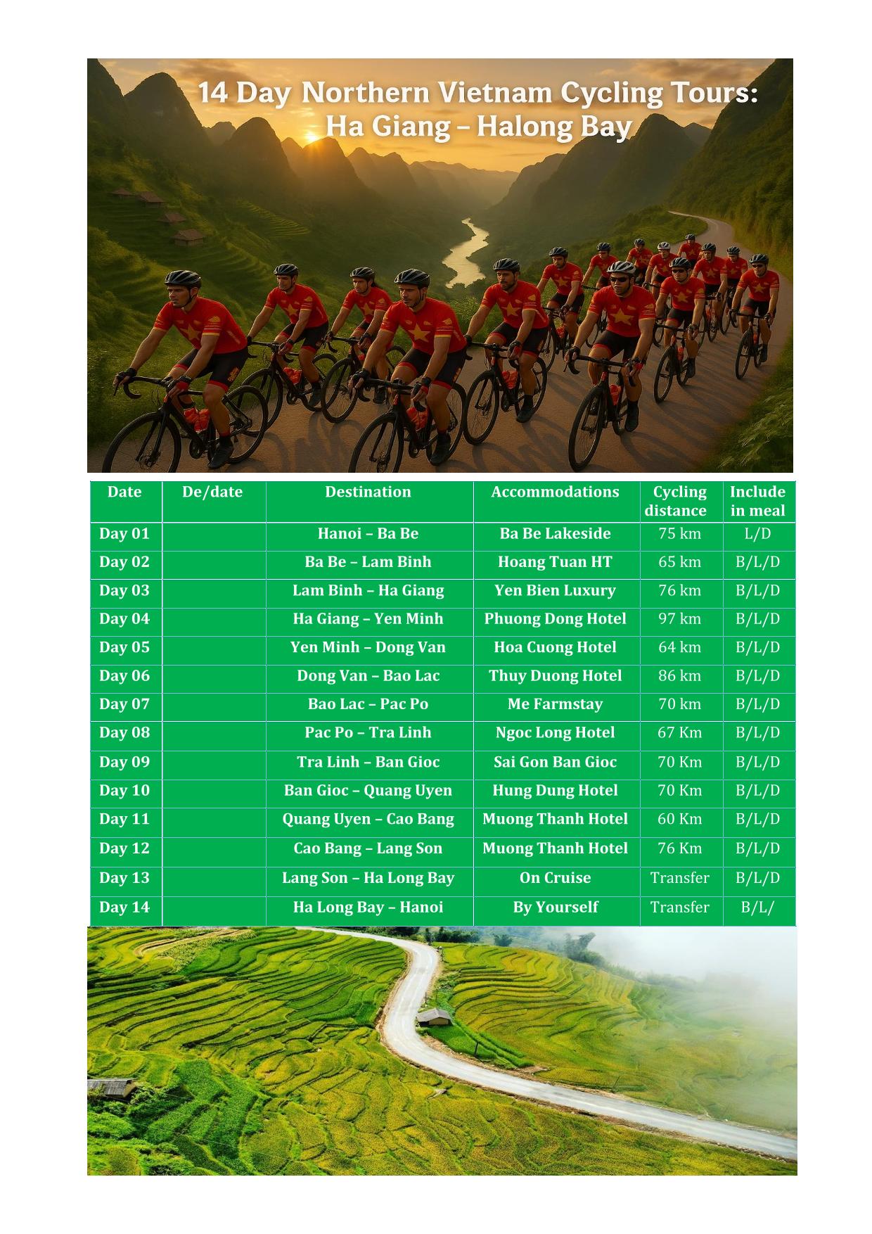 14 DAY BABE - HA GIANG - CAO BANG - HALONG BAY BICYCLE TOURS