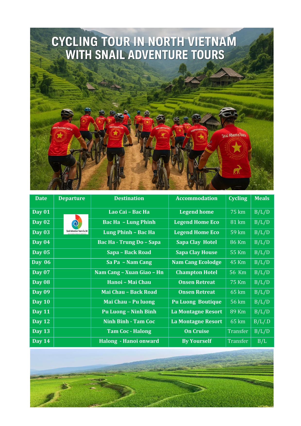 14 DAY NORTH VIETNAM CYCLING TOURS| SAPA -MAI CHAU - HALONG