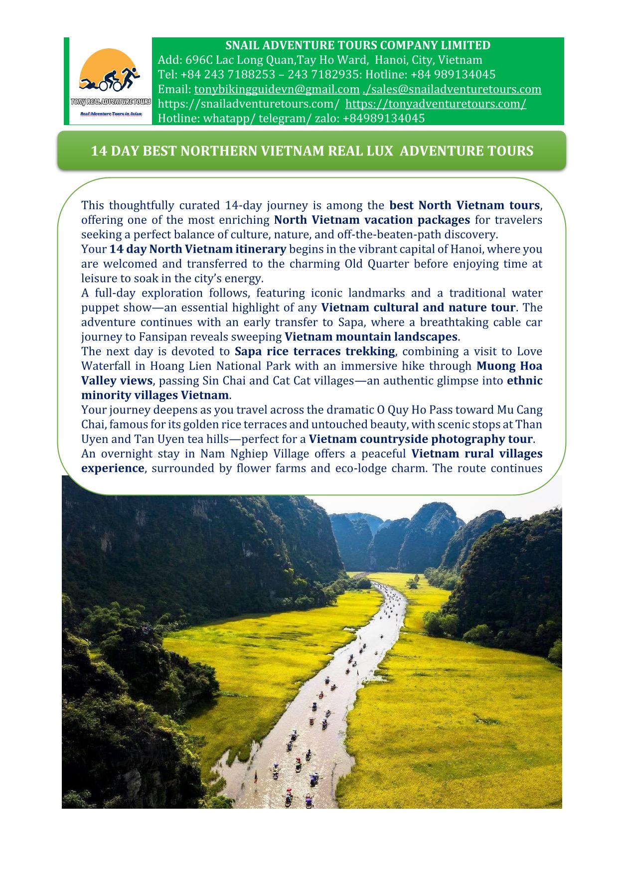 14 DAY NORTH VIETNAM REAL PREMIUM ADVENTURE HOLIDAY