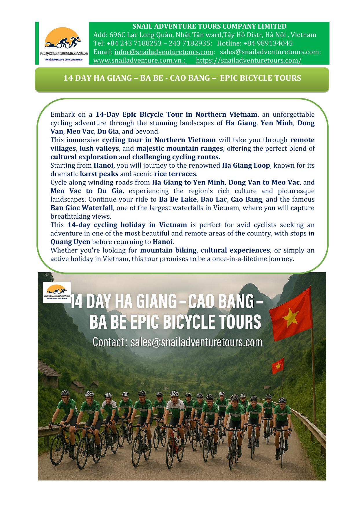 14 DAY HA GIANG - CAO BANG - BA BE EPIC BICYCLE TOURS