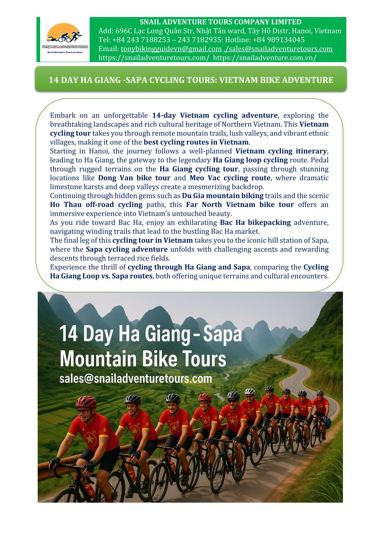 14 DAY HA GIANG - SAPA CYCLING TOUR: VIETNAM BIKE ADVENTURE