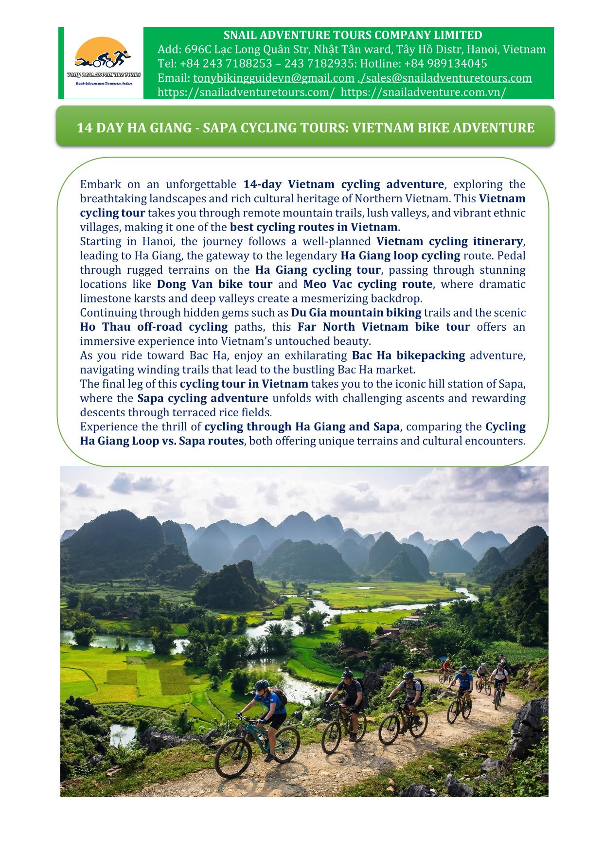 14 DAY HA GIANG - SAPA CYCLING TOUR: VIETNAM BIKE ADVENTURE