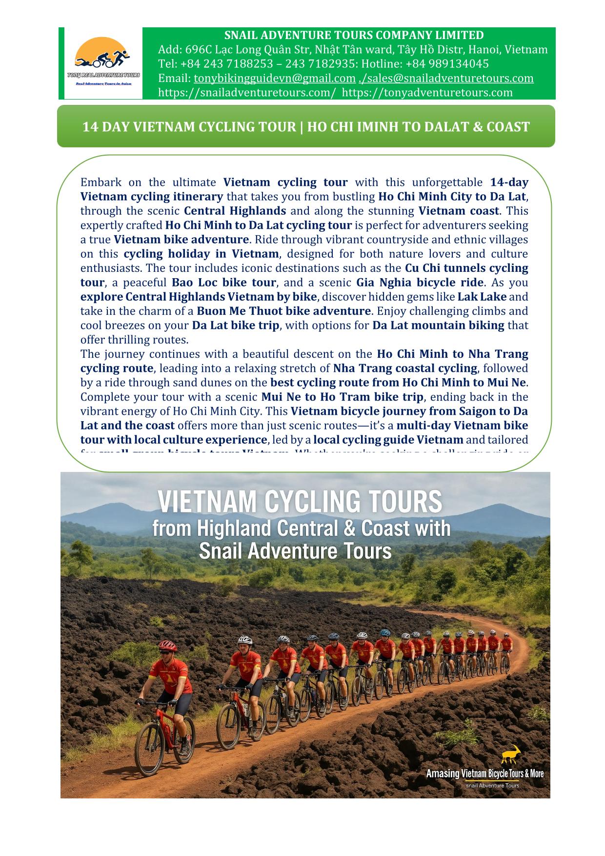 14 DAY VIETNAM CYCLING TOUR | HO CHI MINH TO CENTRAL HIGHLAND & COAST