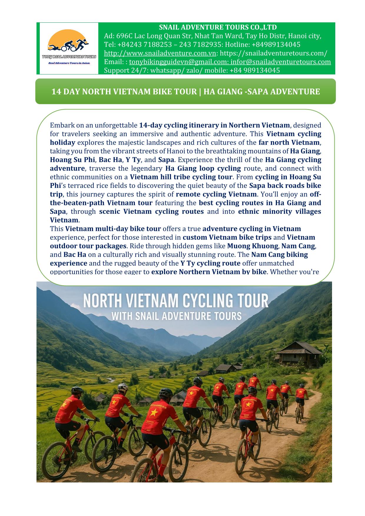 14 DAY NORTHERN VIETNAM CYCLING TOUR | HA GIANG TO SAPA ADVENTURE TOURS