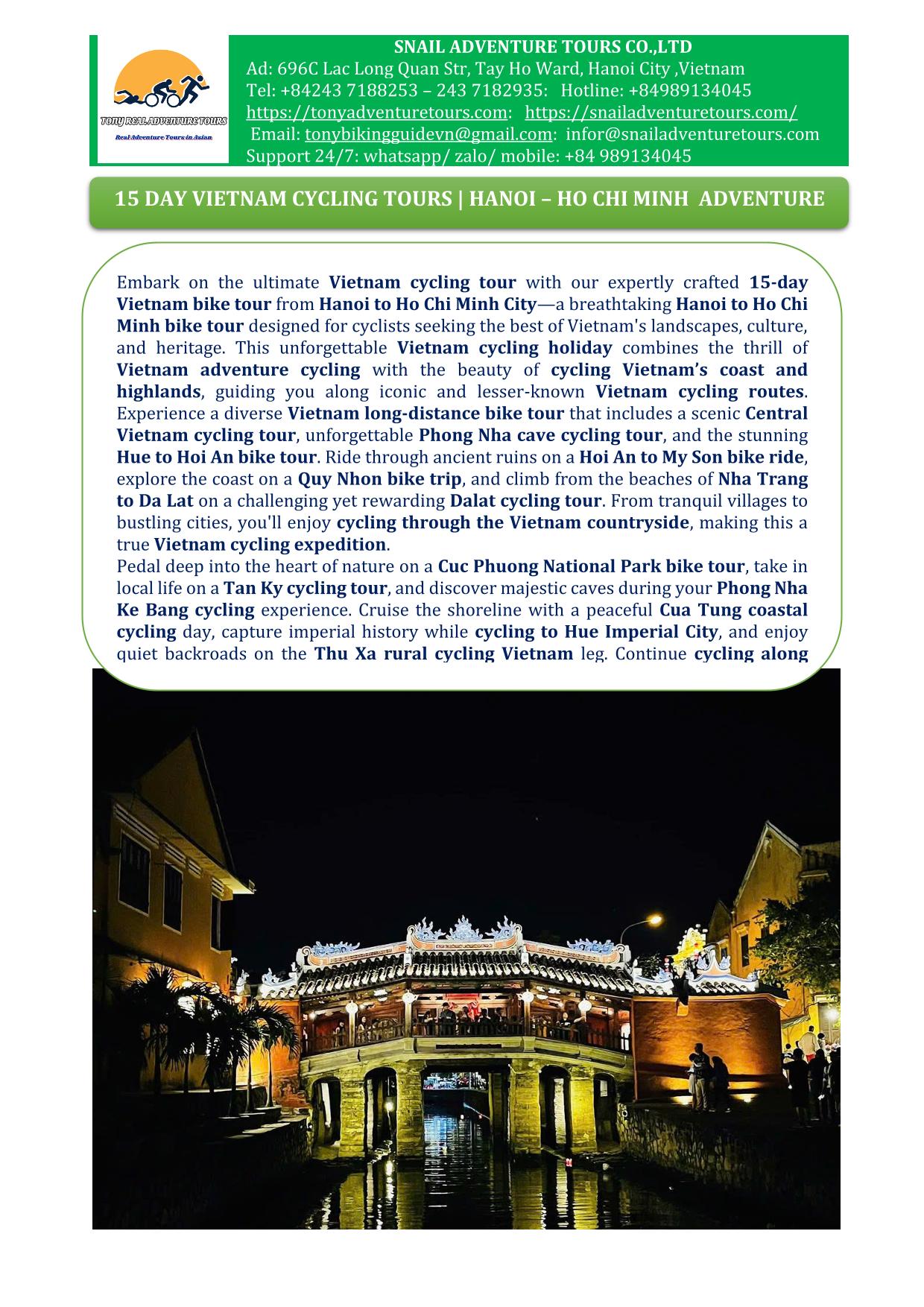 15 DAYS HANOI - HO CHI MINH ROAD BIKE HOLIDAY