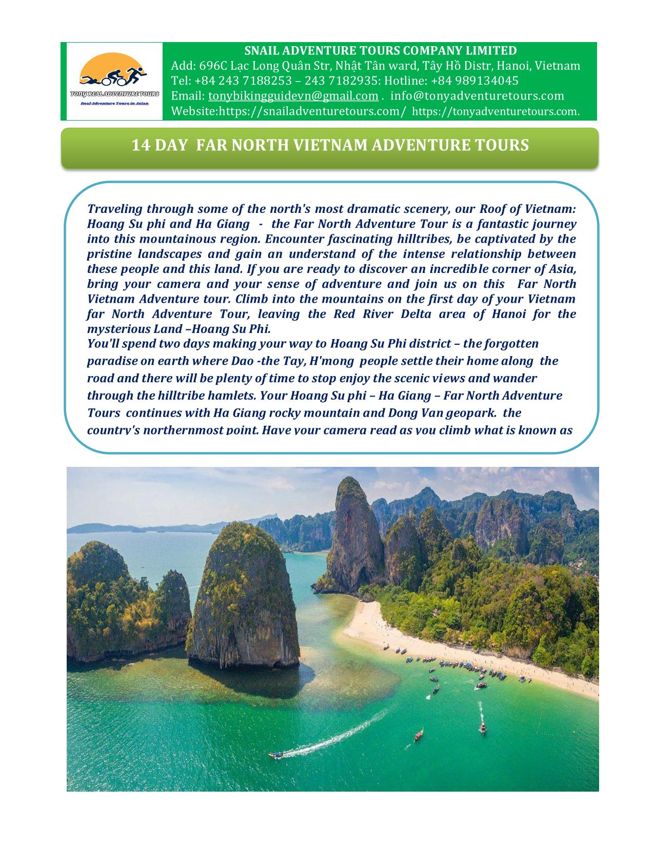14 DAY FAR NORTHERN VIETNAM ADVENTURE TOURS