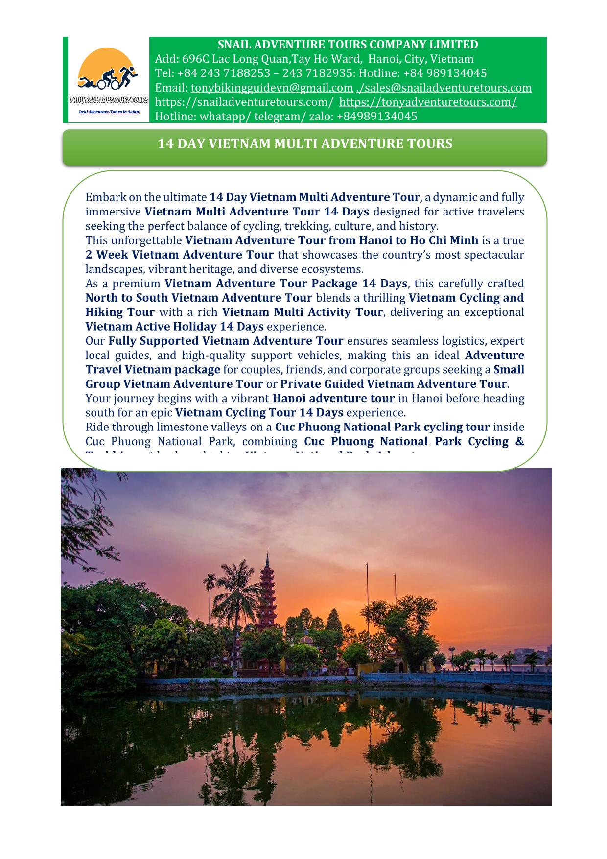 14 DAY NORTH - SOUTH VIETNAM REAL ADVENTURE TOURS