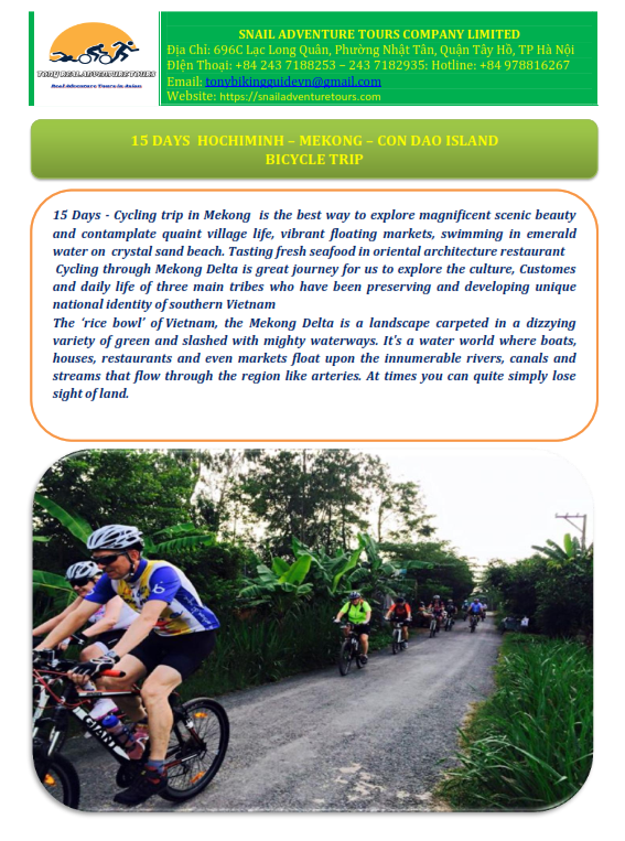 15 DAYS - MEKONG DELTA - CON DAO ISLAND BICYCLE HOLIDAY