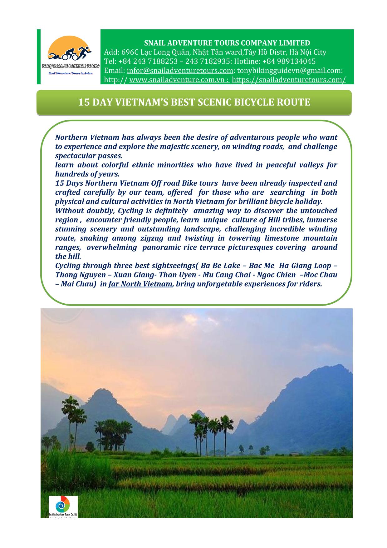 15 DAY BEST FAR NORTH VIETNAM BICYCLE TOURS