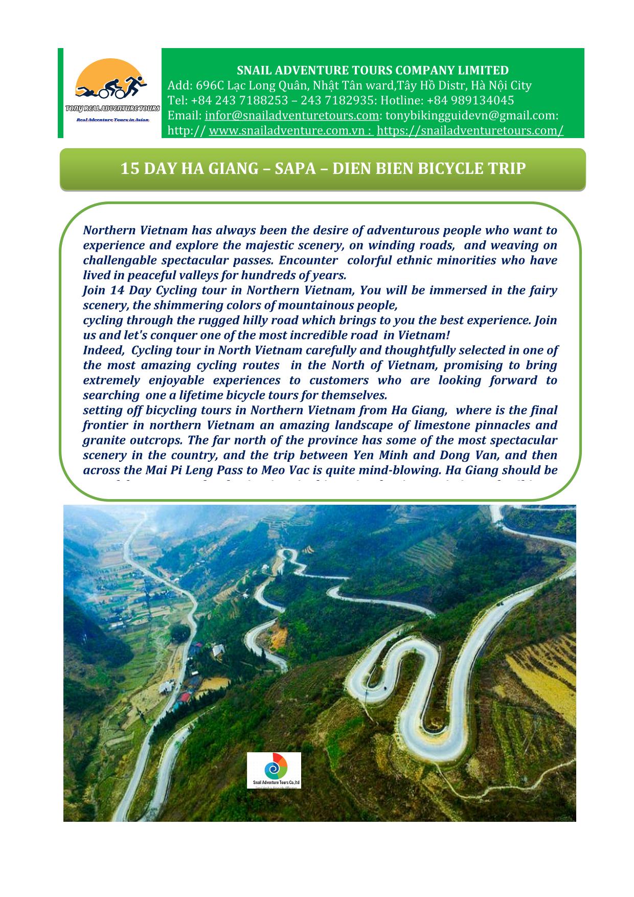 15 DAY - HA GIANG - SAPA  - MOC CHAU BICYCLE TOURS