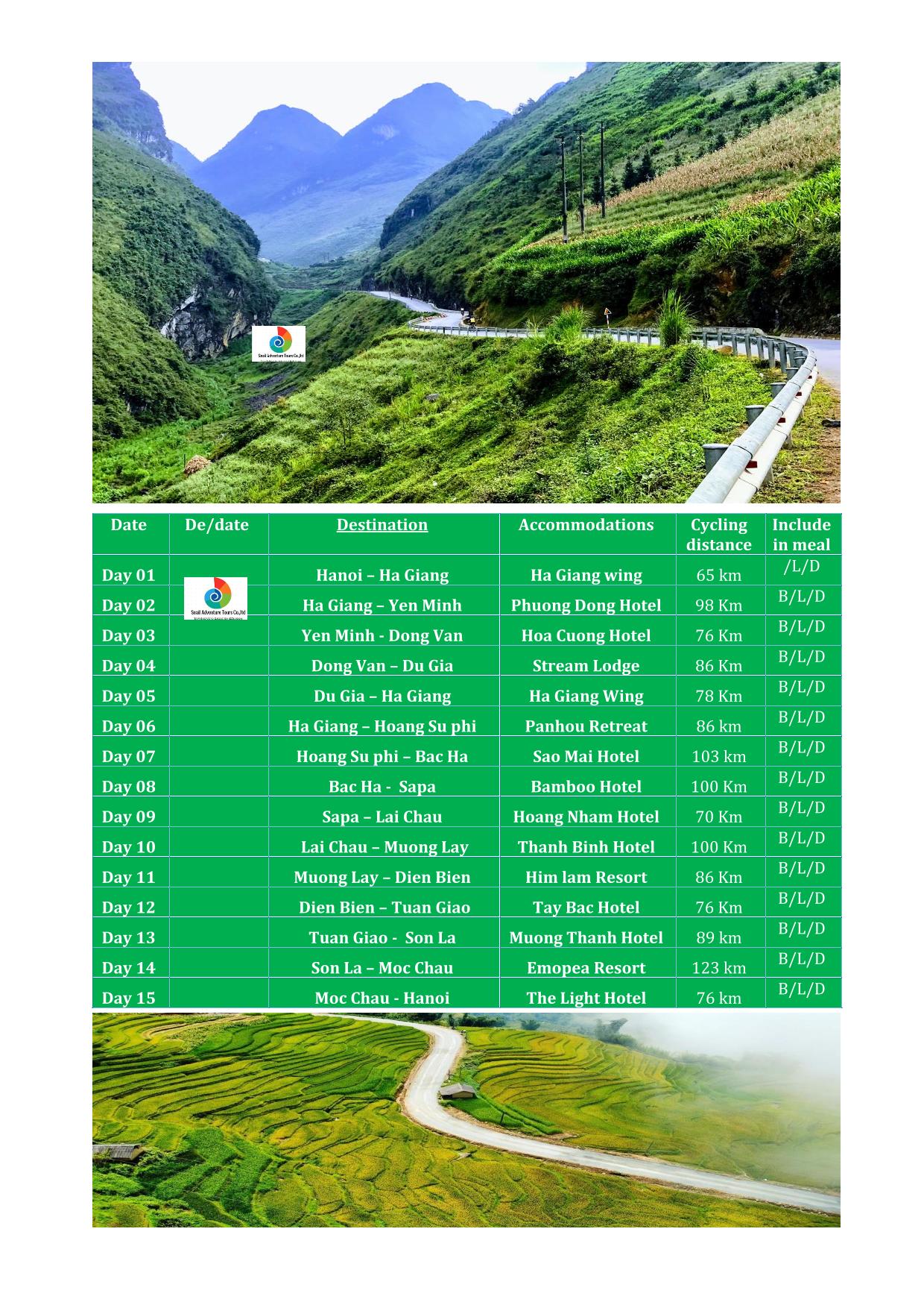 15 DAY - HA GIANG - SAPA  - MOC CHAU BICYCLE TOURS