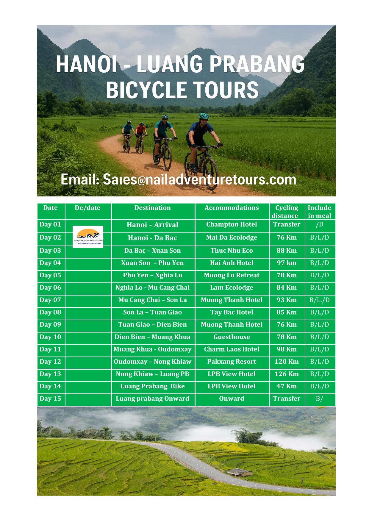 15 DAY HANOI -LUANG PRABANG BICYCLE TOUR: VIETNAM -LAOS CROSS BORDER ADVENTURE