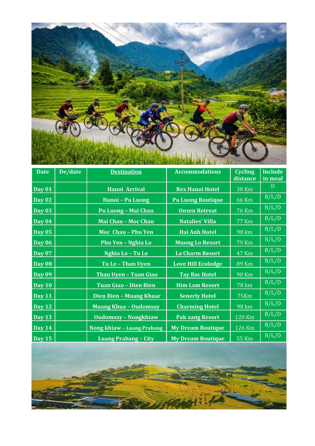 15 DAY HANOI -LUANG PRABANG BICYCLE TOUR: VIETNAM -LAOS CROSS BORDER ADVENTURE