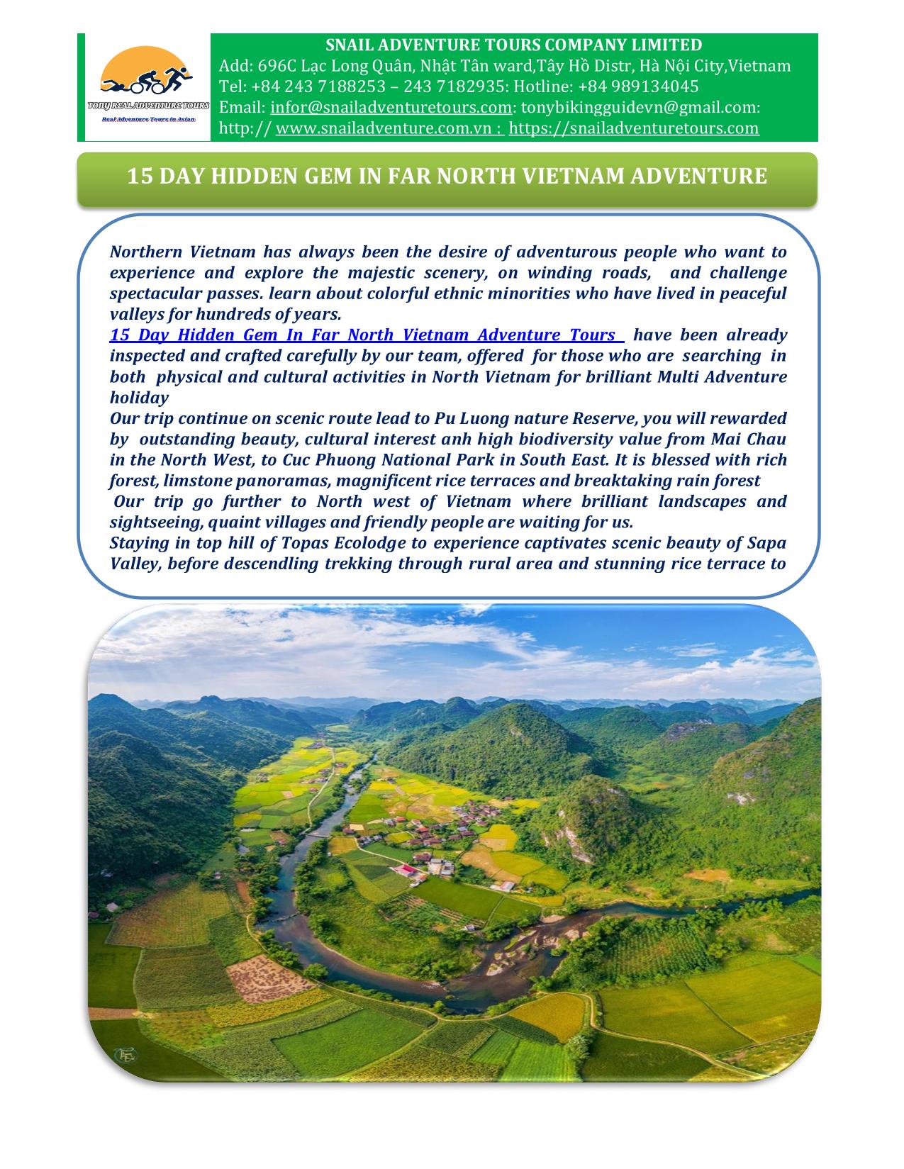 15 DAY HIDDEN GEM OF NORTHERN VIETNAM ADVENTURE TOURS