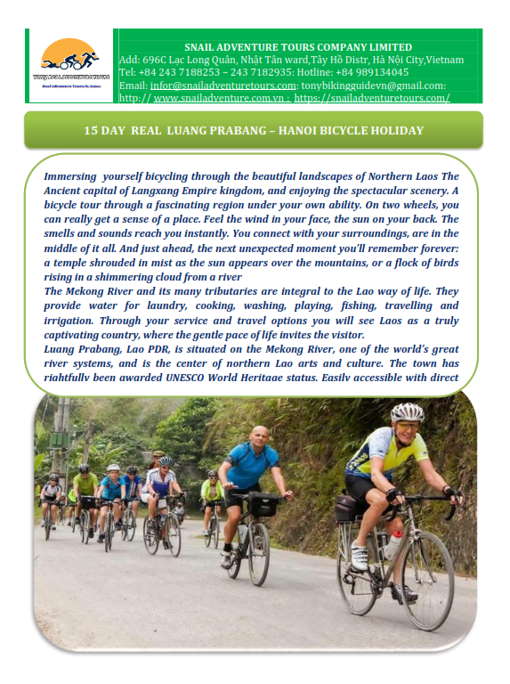 15 DAY LUANG PRABANG - HANOI BICYCLE TOURS