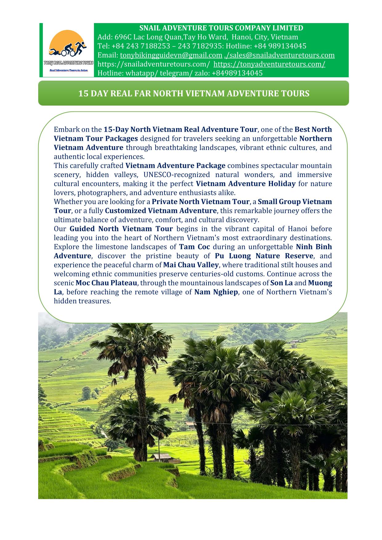 15 DAY FAR NORTH VIETNAM REAL MUITI ADVENTURE TOURS