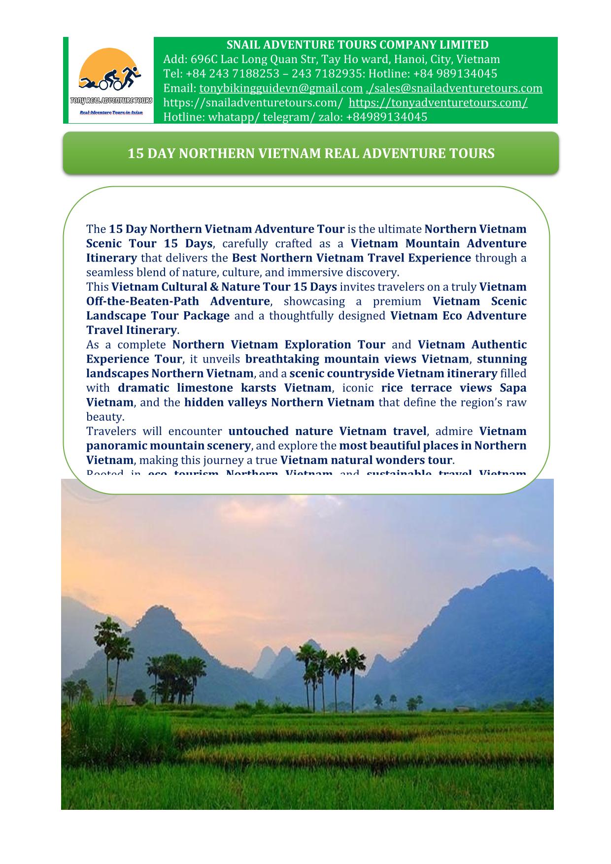 15 DAY NORTHERN VIETNAM REAL ADVENTURE PACKAGE HOLIDAY