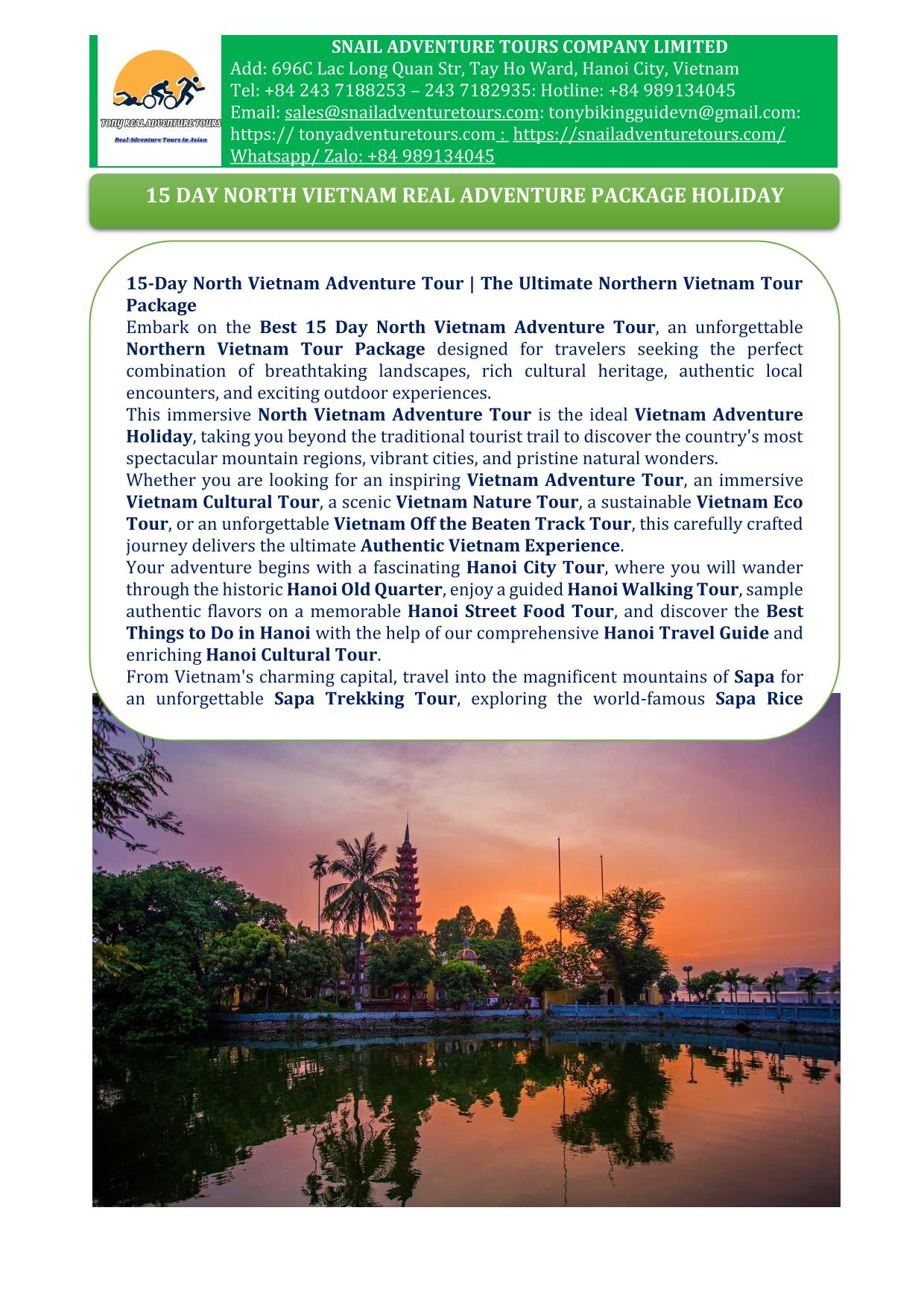 15 DAY NORTH VIETNAM REAL ADVENTURE PACKAGE HOLIDAY