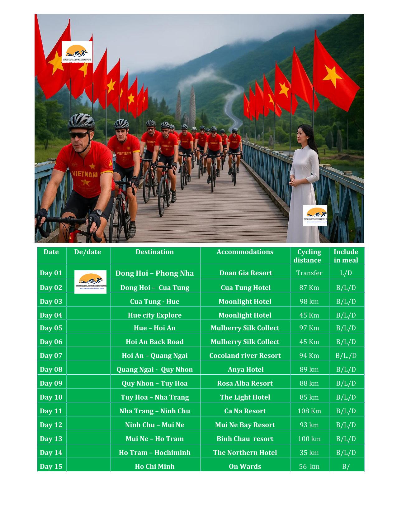15 DAY VIETNAM HERITAGES ROUTES & CENTRAL COAST BICYCLE HOLIDAY