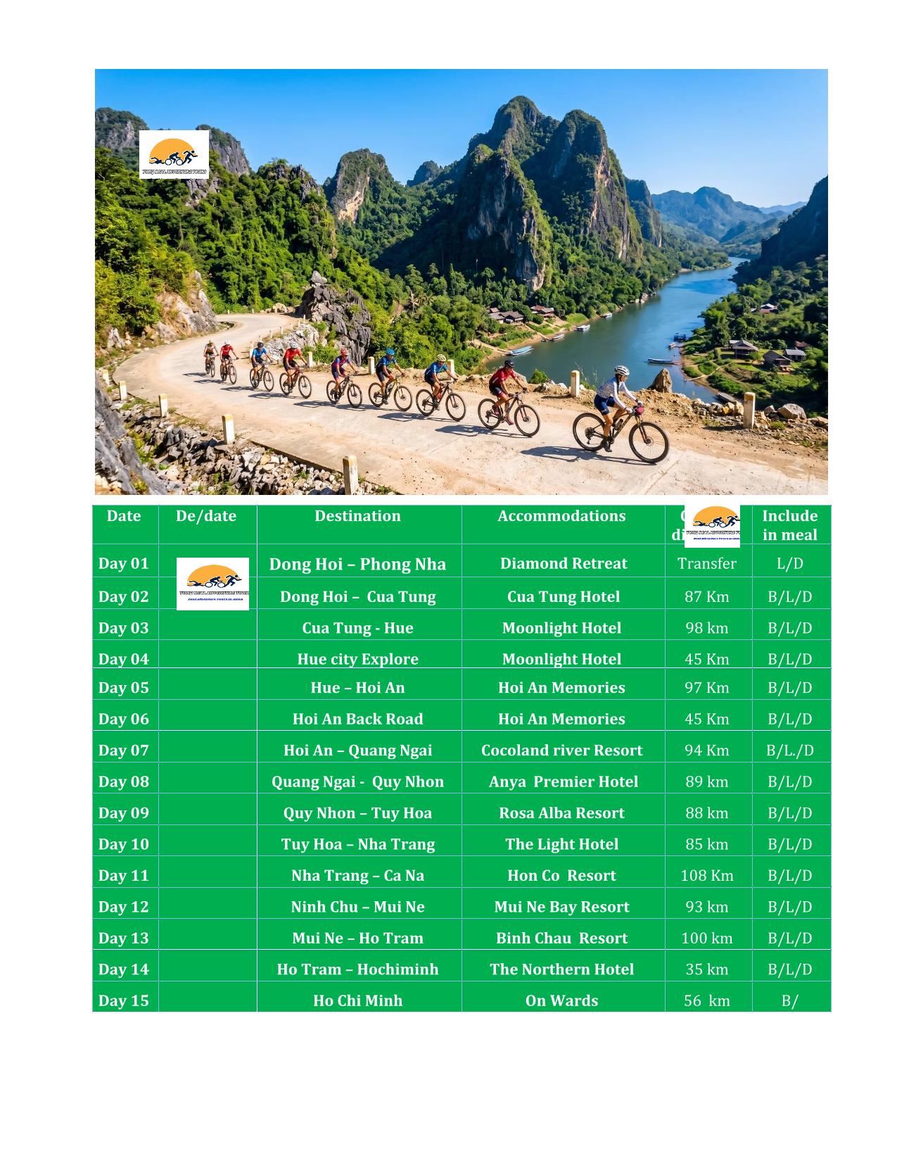 15 DAY VIETNAM HERITAGES ROUTES & CENTRAL COAST BICYCLE HOLIDAY