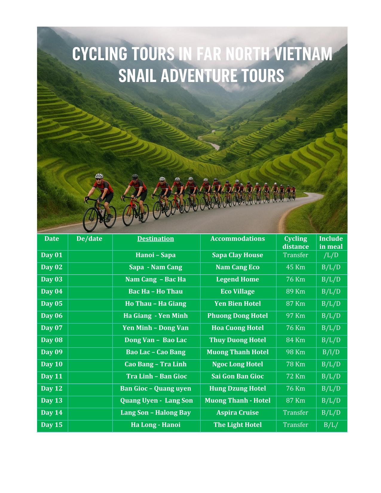15 DAY - NORTH VIETNAM CYCLING TOURS SAPA - HALONG BAY