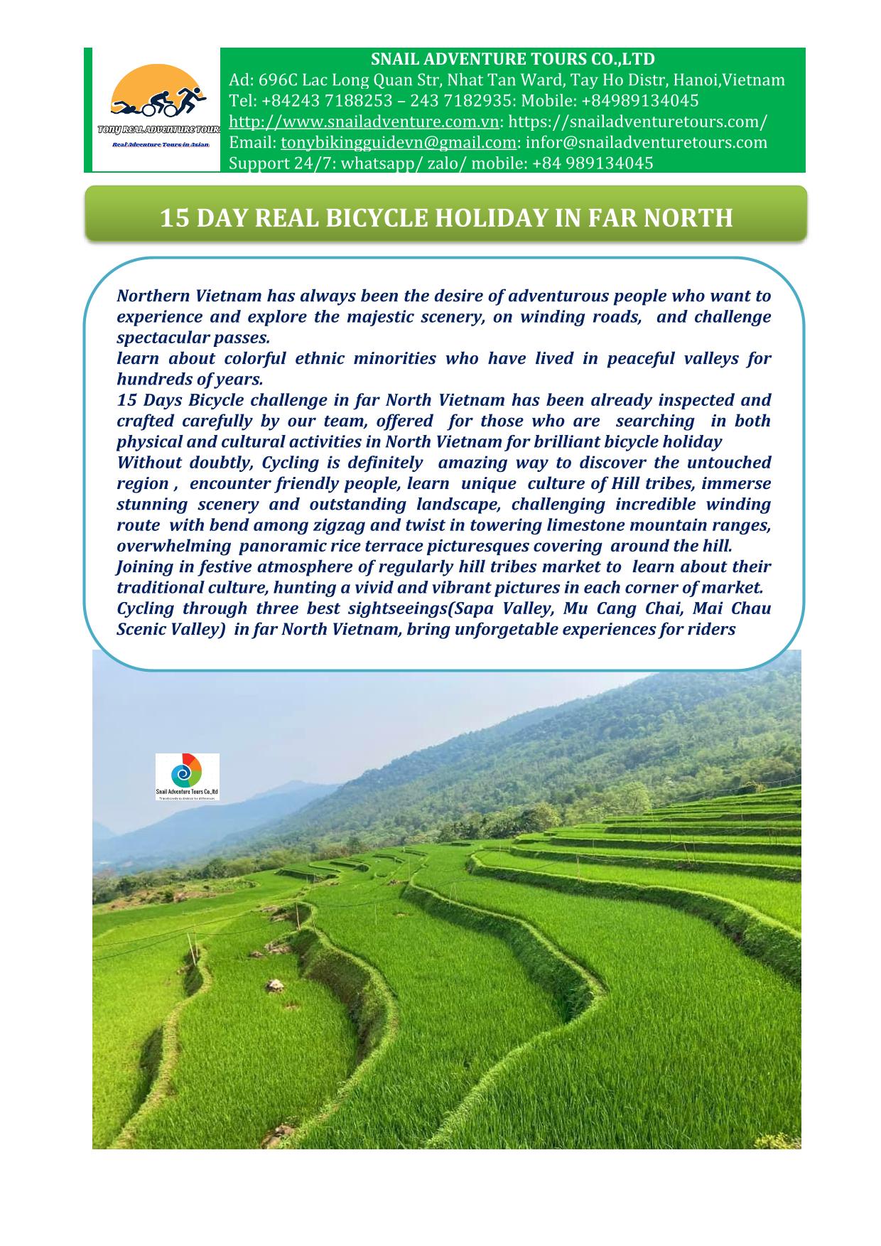 15 DAY CYCLING TOURS IN NORTH VIETNAM