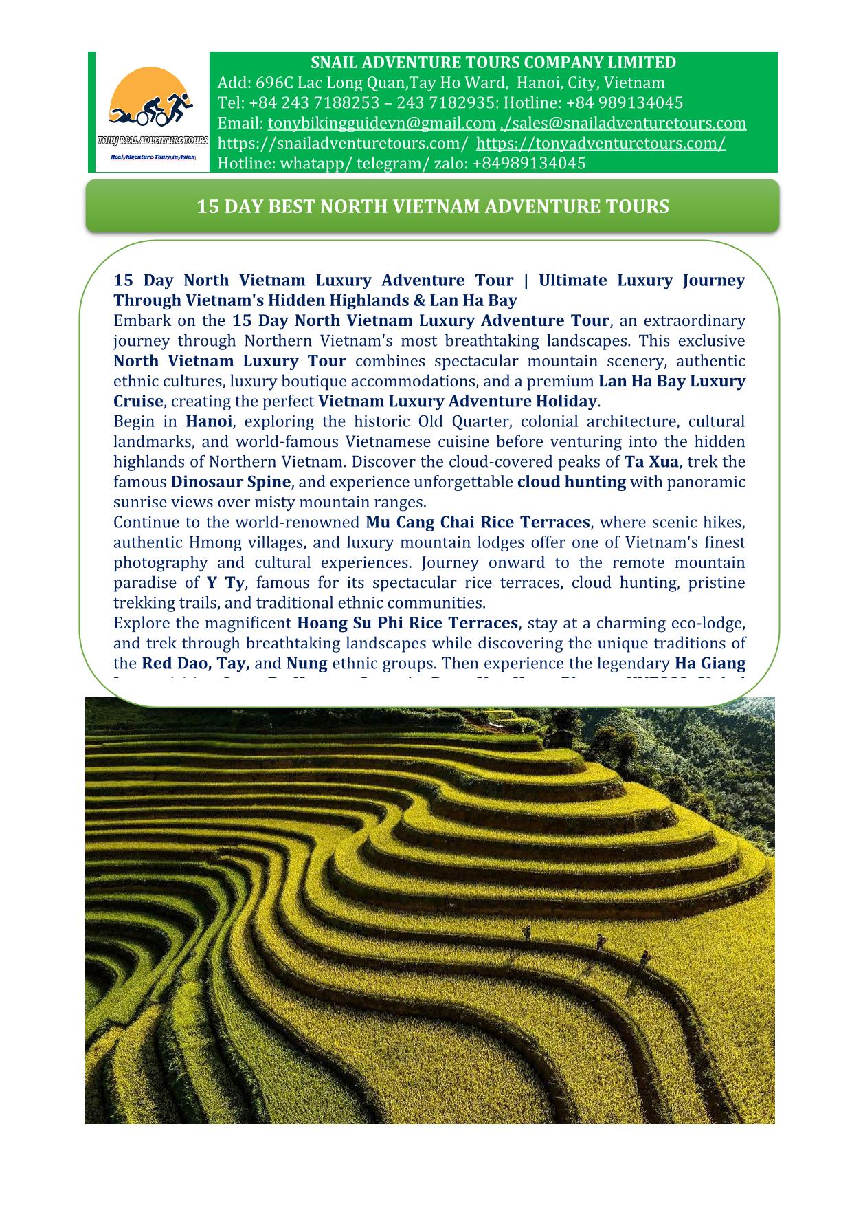 15 DAY BEST NORTH VIETNAM REAL PREMIER ADVENTURE TOURS HOLIDAY