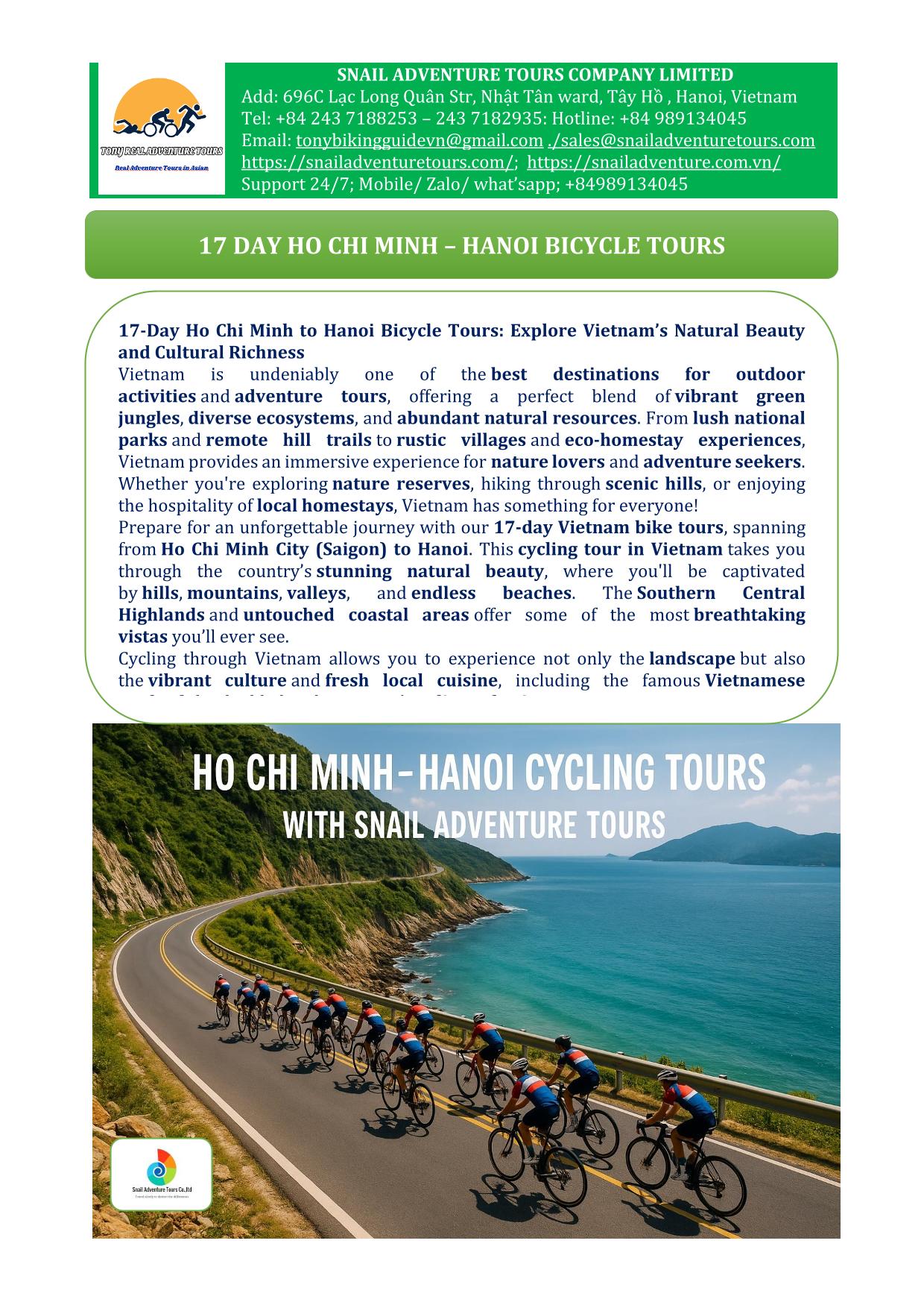 17 DAY VIETNAM CYCLING TOURS | HO CHI MINH TO HANOI BIKE ADVENTURE