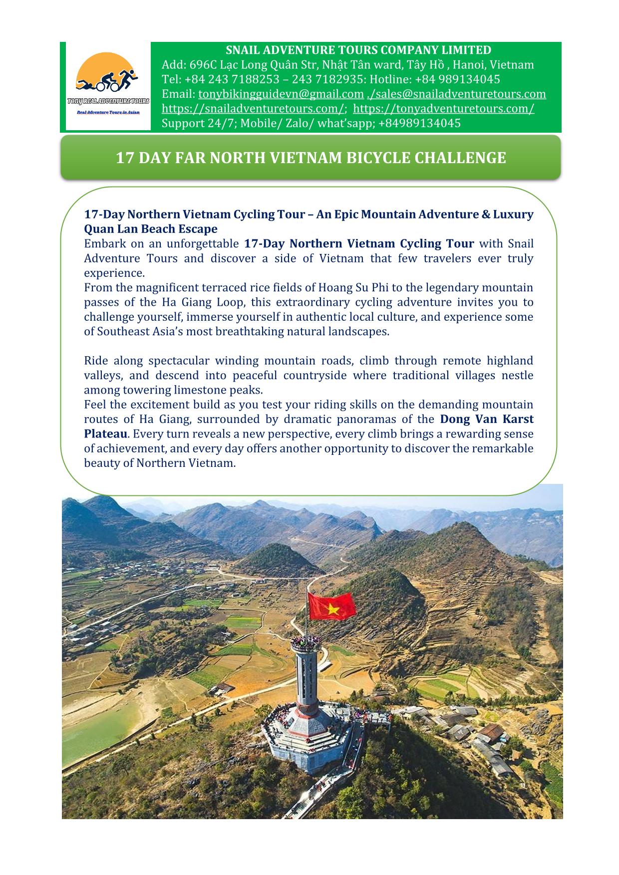 17 DAY FAR NORTH VIETNAM MOUNTAIN & GRAVEL BICYCLE CHALLENGE