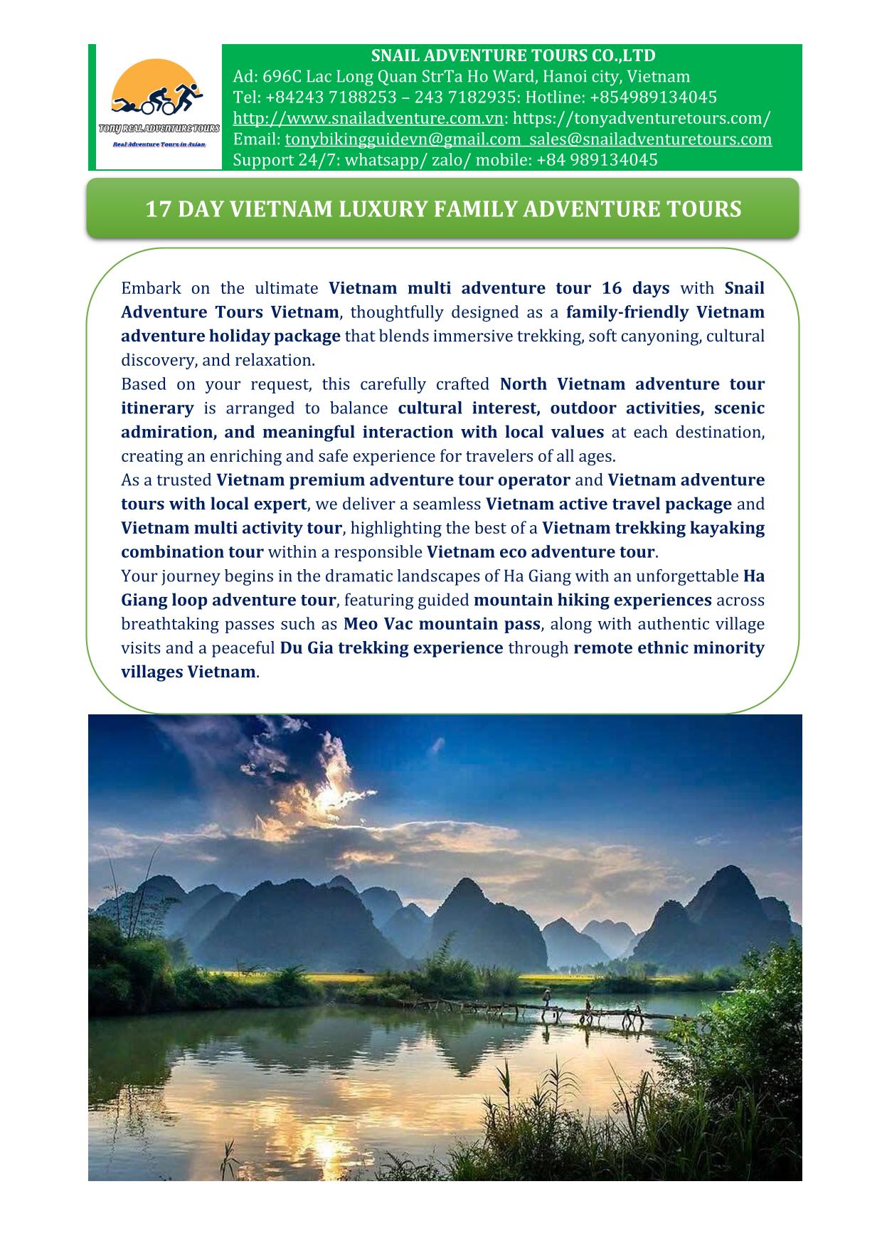 17 DAY HANOI - DA NANG REAL PREMIER ADVENTURE HOLIDAY PACKAGE
