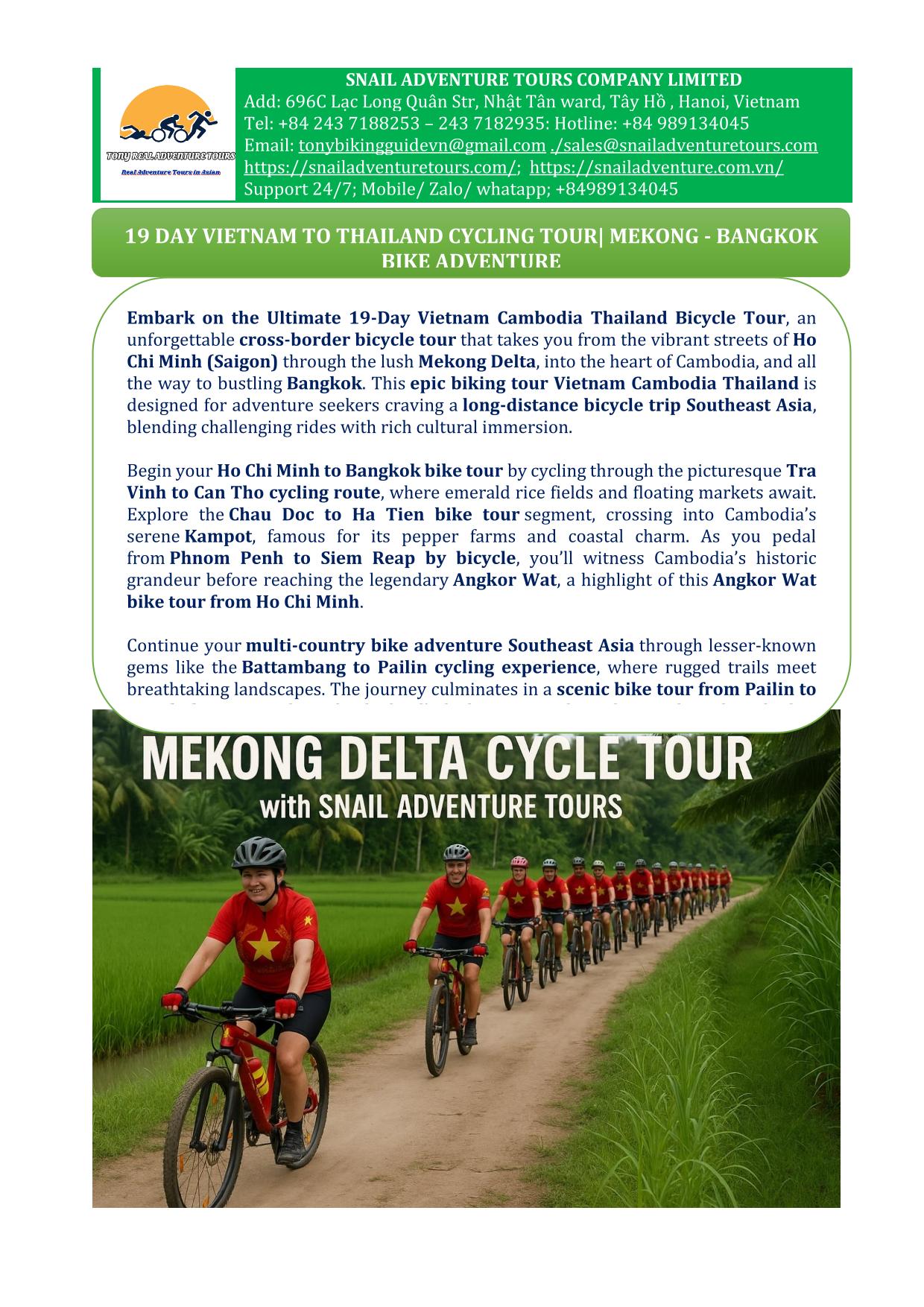 19 DAY VIETNAM TO THAILAND CYCLING TOUR | MEKONG - BANGKOK BIKE ADVENTURE