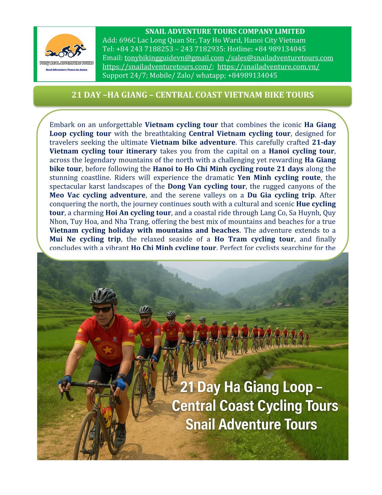 21 DAY HA GIANG LOOP & CENTRAL COAST VIETNAM CYCLING TOURS| ADVENTURE & BEACHES