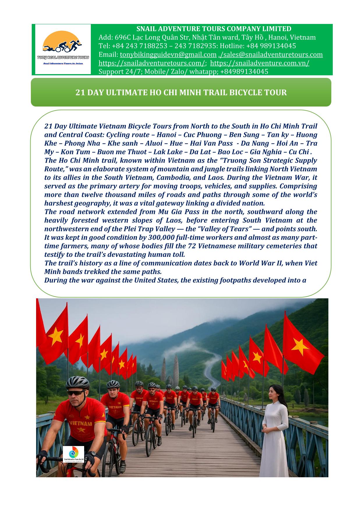 21 DAY THE LEGENDARY HO CHI MINH TRAIL BICYCLE HOLIDAY