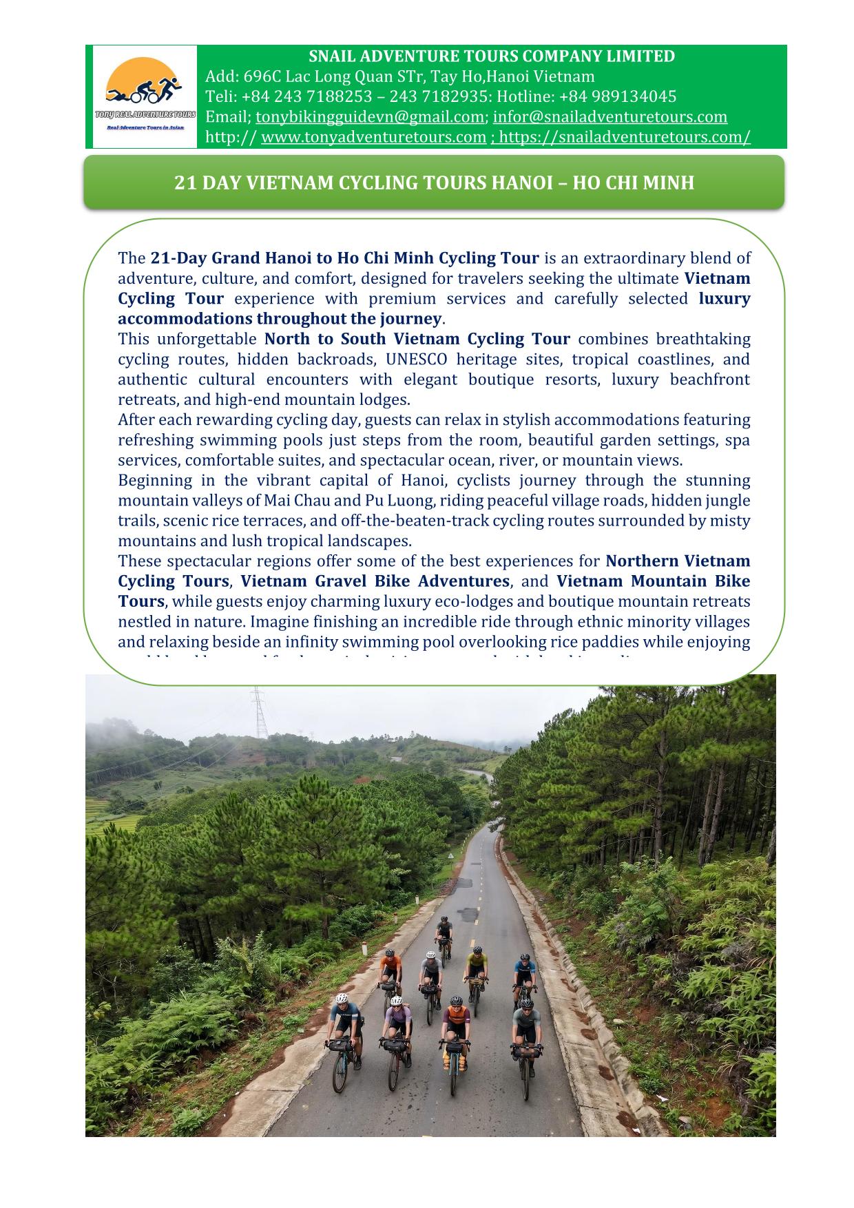 21 DAY EPIC HANOI - HO CHI MINH ( SAI GON) BICYCLE TOUR
