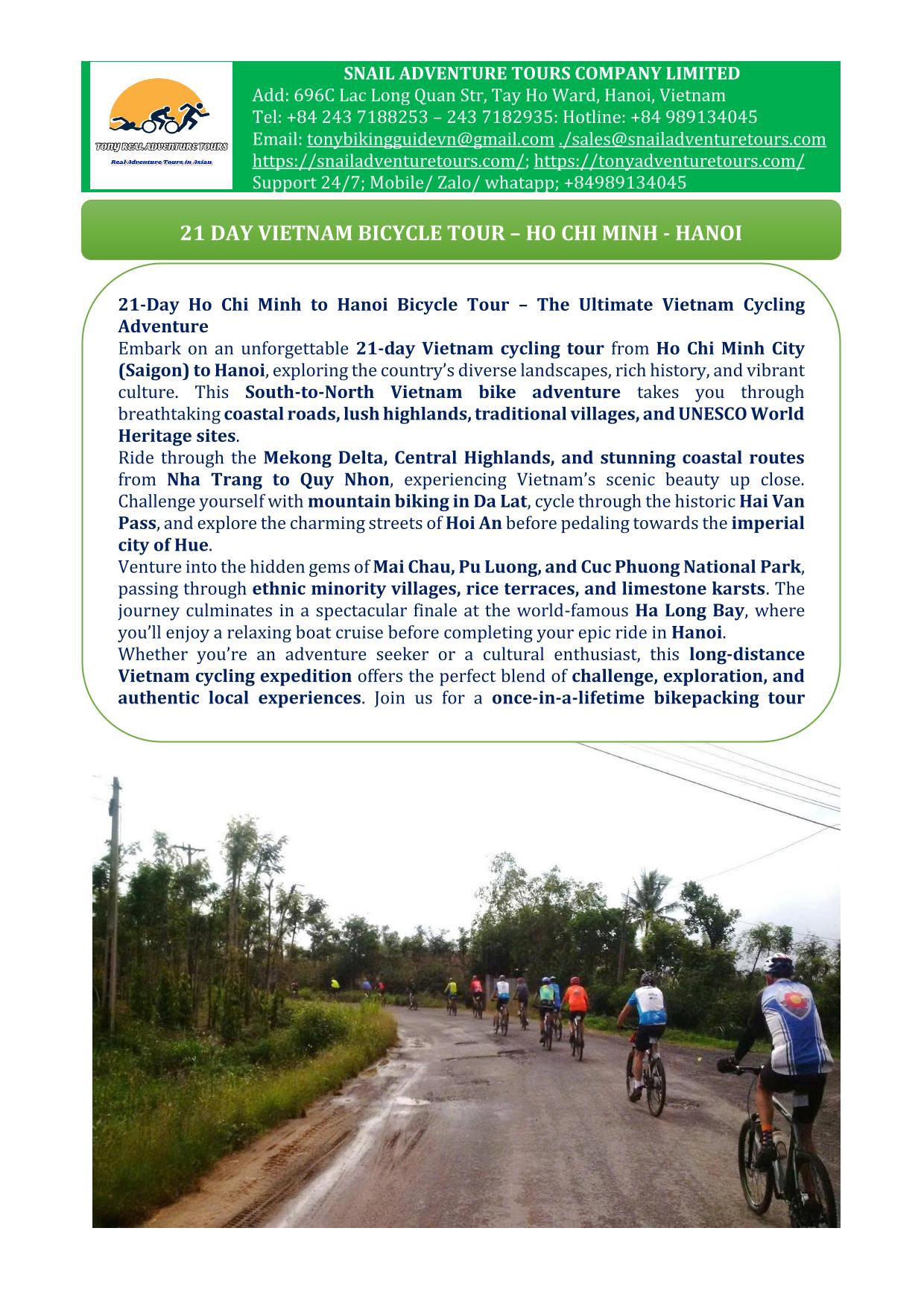 21 DAY VIETNAM CYCLING TOUR |SAI GON - HANOI BIKE TRIP