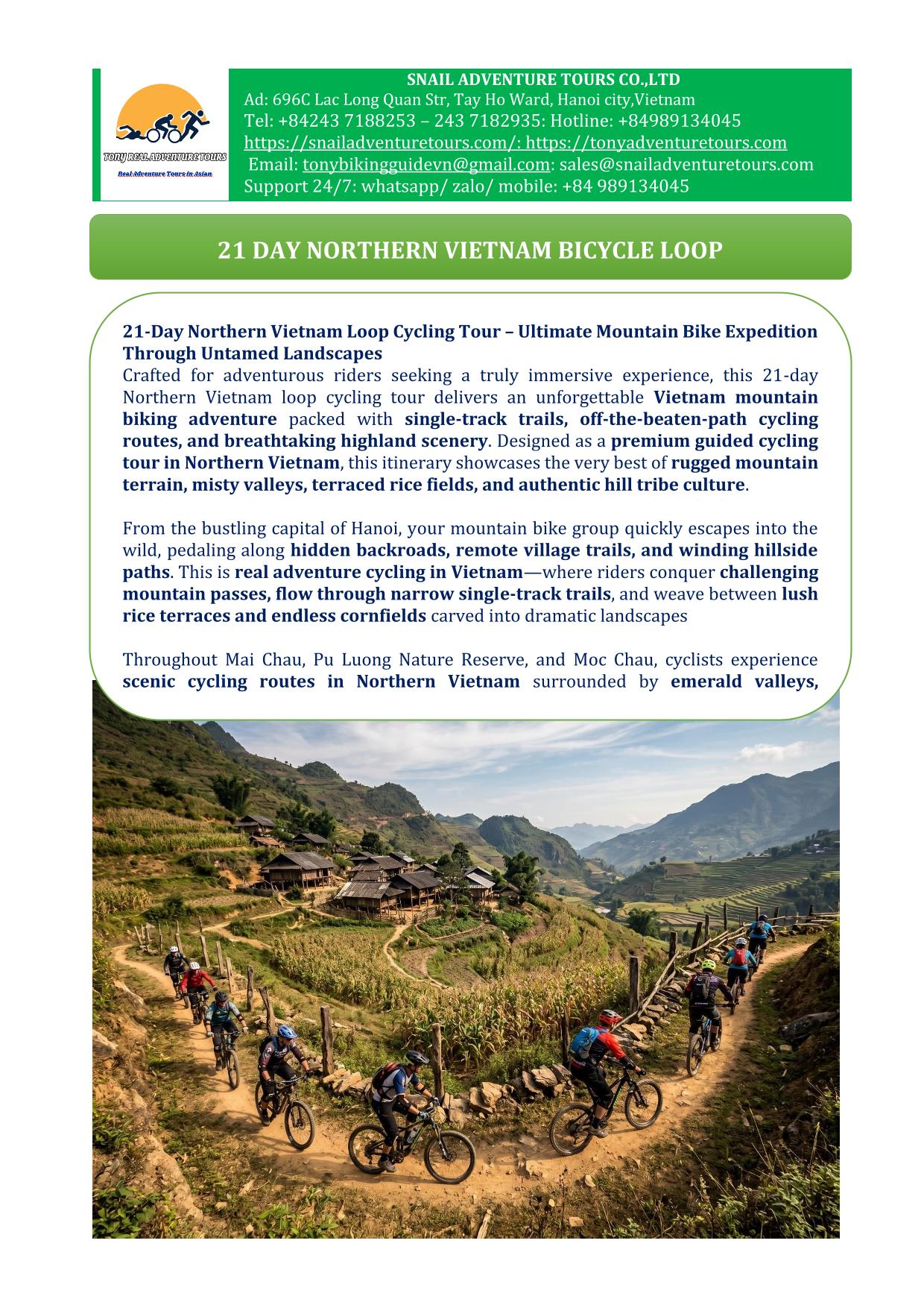 21 DAY VIETNAM BIKE TOURS IN NORTHERN LOOP