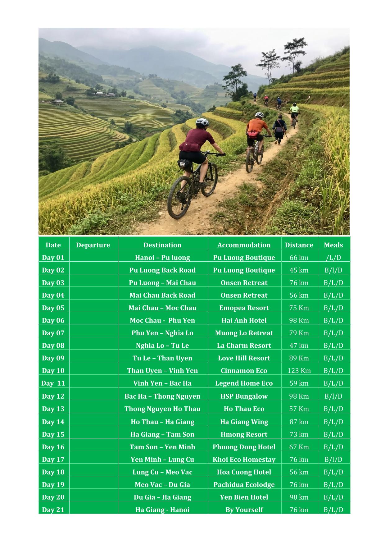 21 DAY VIETNAM BIKE TOURS IN NORTHERN LOOP