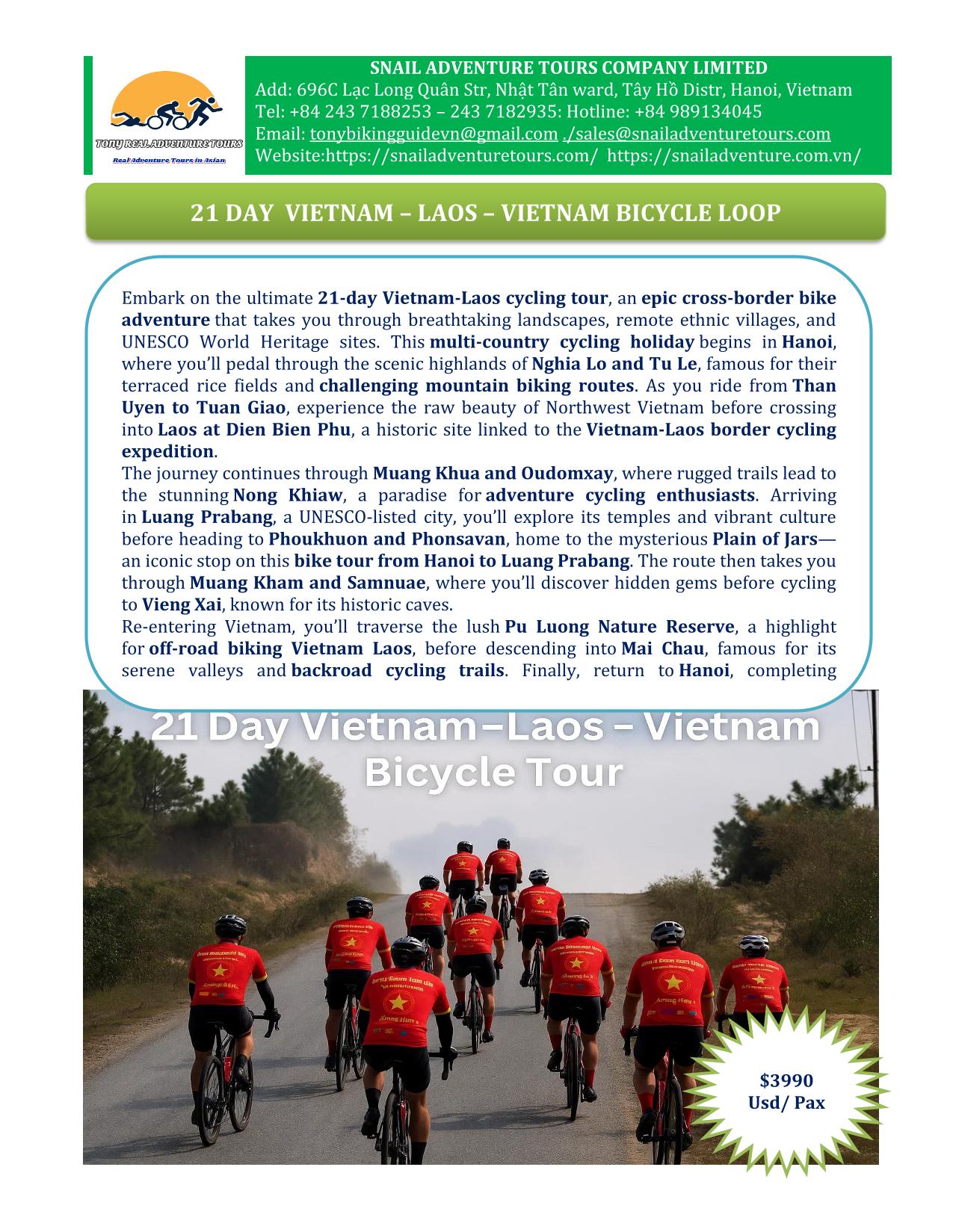21 DAY VIETNAM - BICYCLE LOOP | EPIC HANOI-LUANG PRABANG ADVENTURE