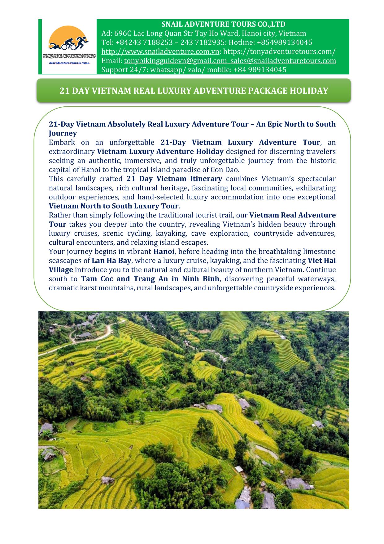21 DAY VIETNAM REAL LUXURY MUILTI SPORTS ADVENTURE PACKAGE HOLIDAY
