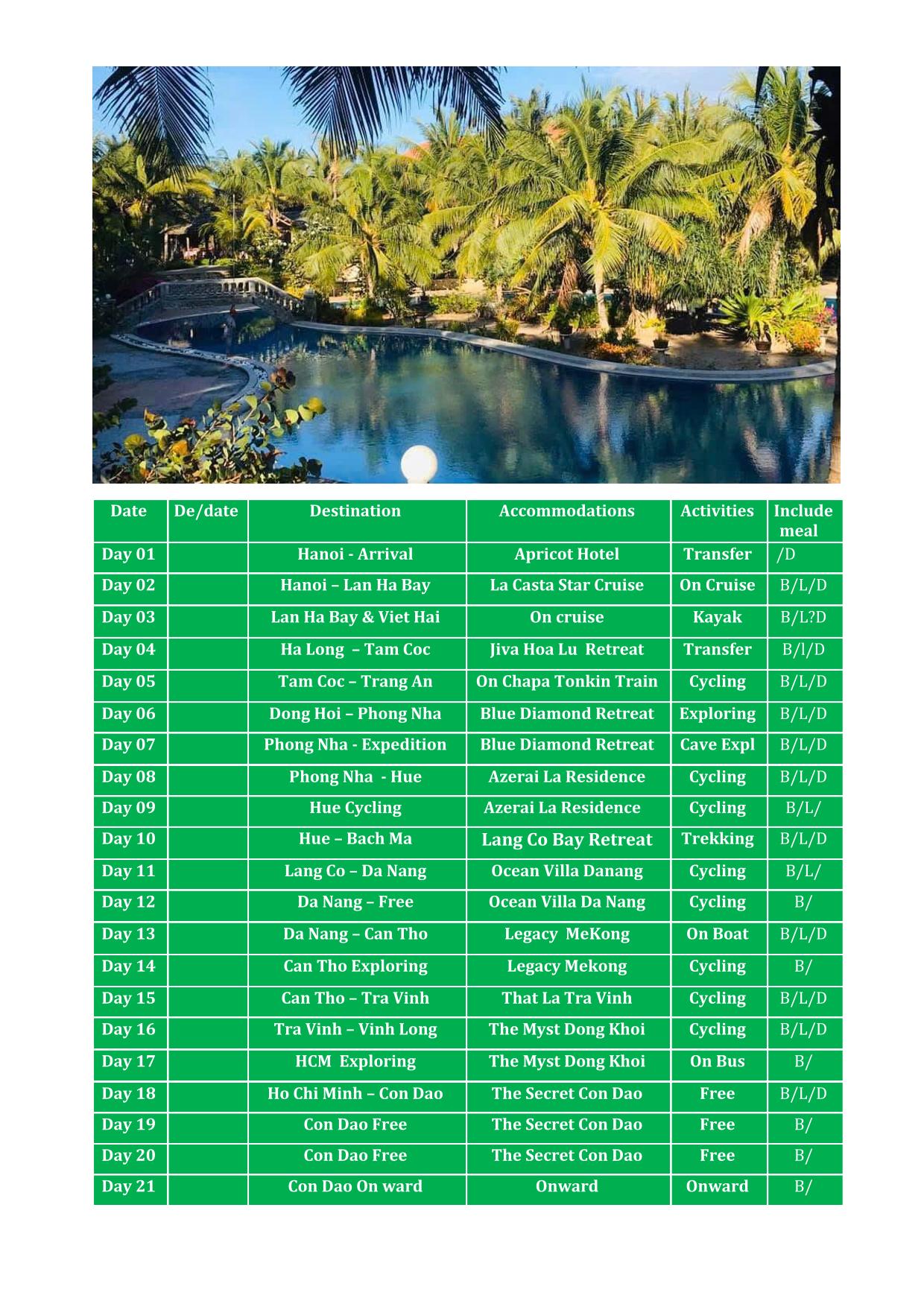21 DAY VIETNAM REAL LUXURY MUILTI SPORTS ADVENTURE PACKAGE HOLIDAY